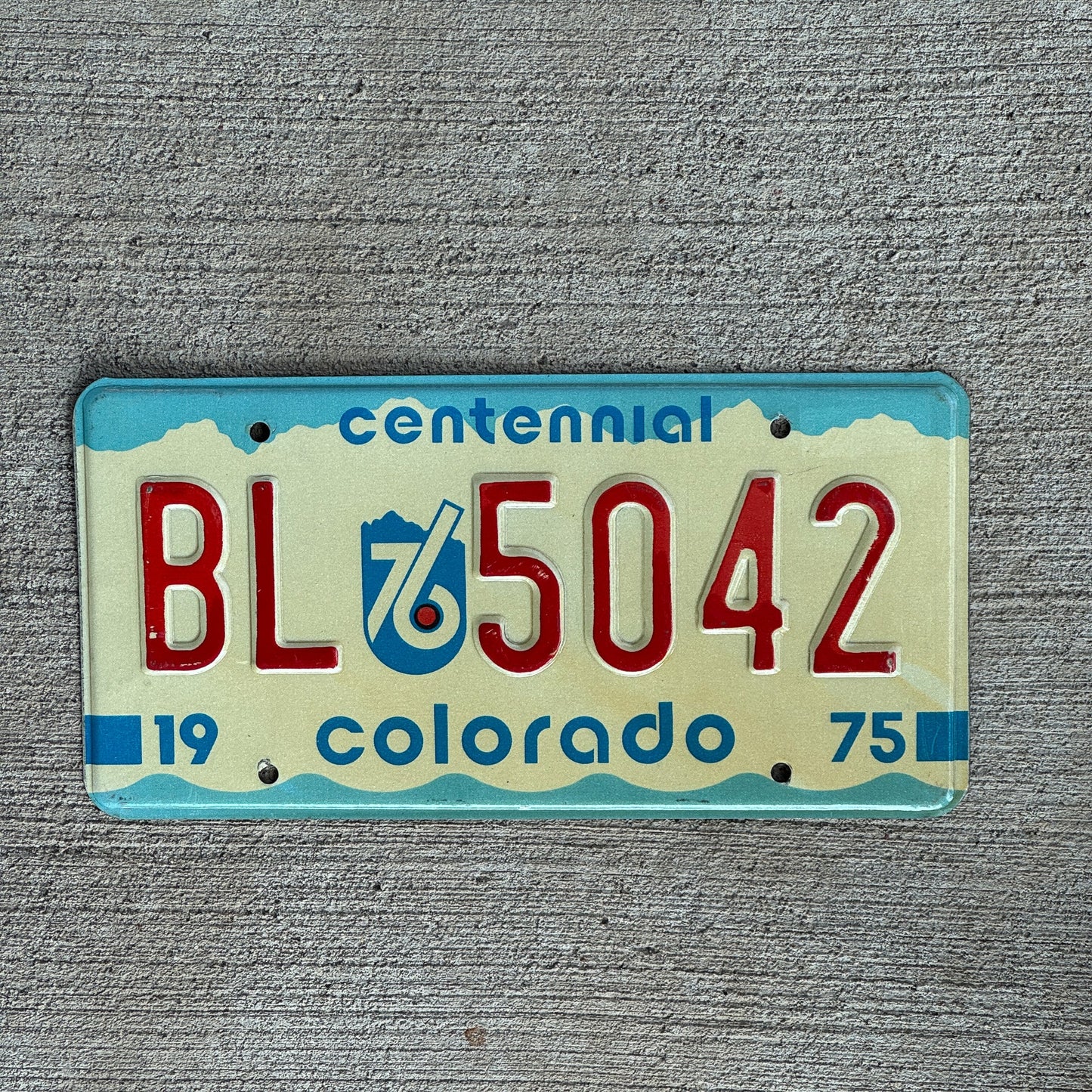Photo of a 1975 1976 Colorado License Plate Auto Tag Garage Decor Vintage BL 5042
