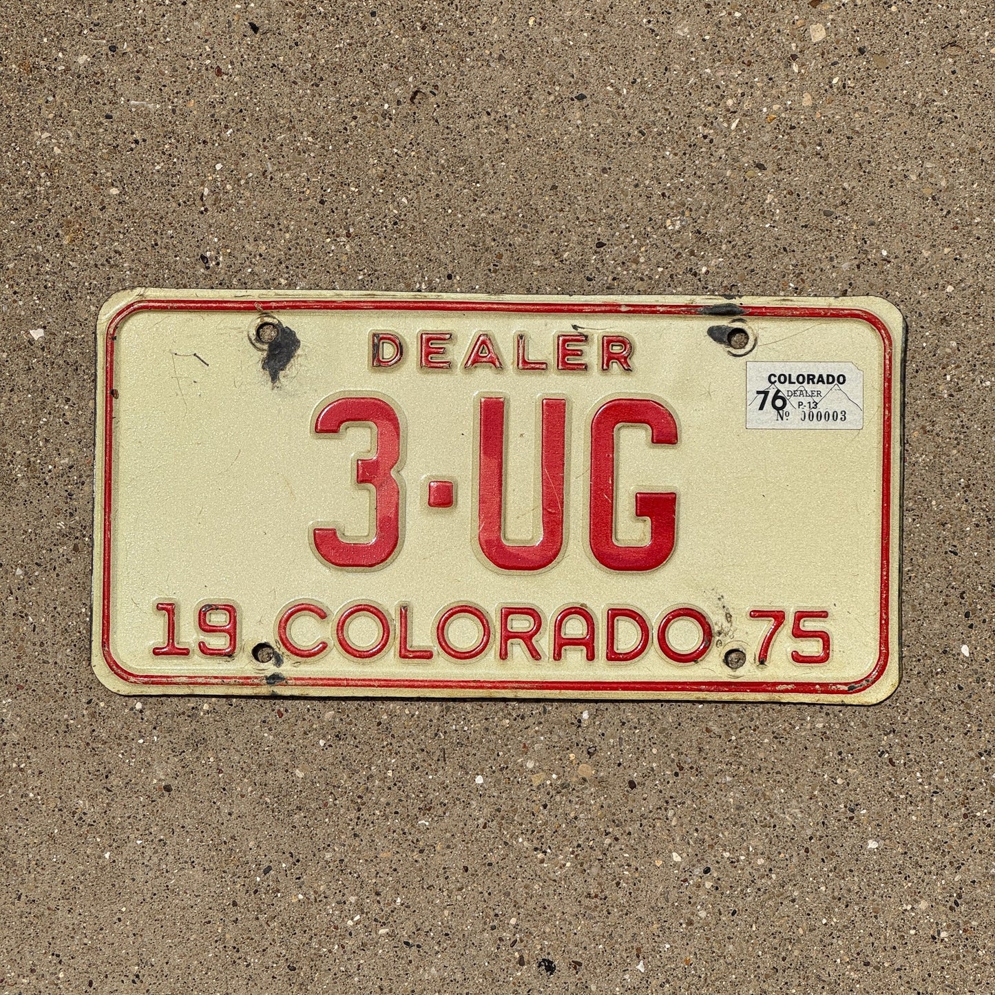 Photo of a 1975 Colorado Dealer License Plate Auto Tag Garage Decor Vintage 3 UG