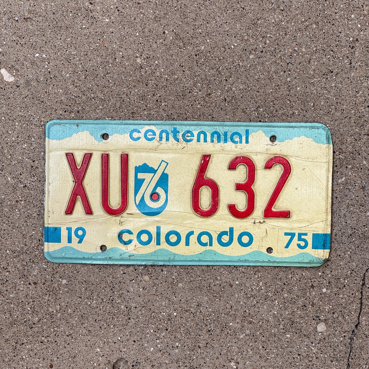 Photo of a 1975 Colorado License Plate Auto Tag Garage Decor Vintage XU 632