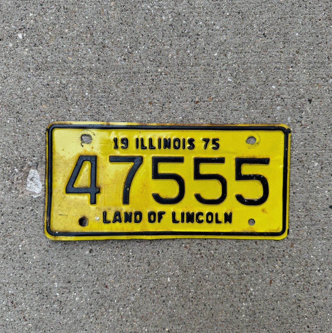 Photo of a 1975 Illinois Motorcycle License Plate Auto Tag Garage Decor Vintage Bike Repeat 47 555