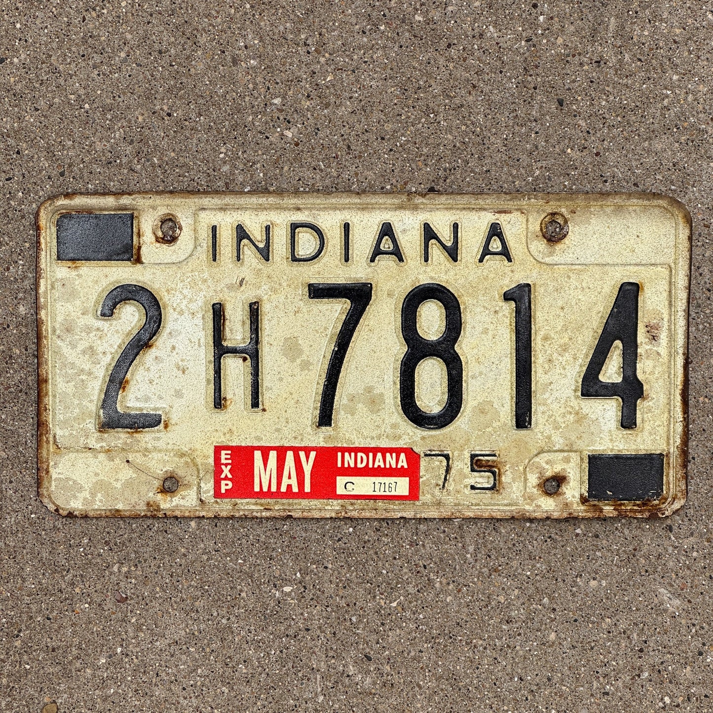 Photo of a 1975 Indiana License Plate Auto Tag Garage Decor Vintage 2 H 7814