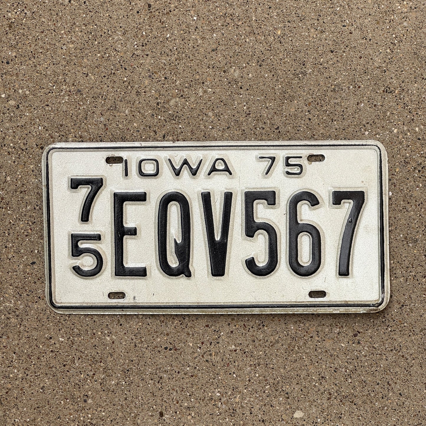 Photo of a 1975 Iowa License Plate Auto Tag Garage Decor Vintage 75 EQV 567