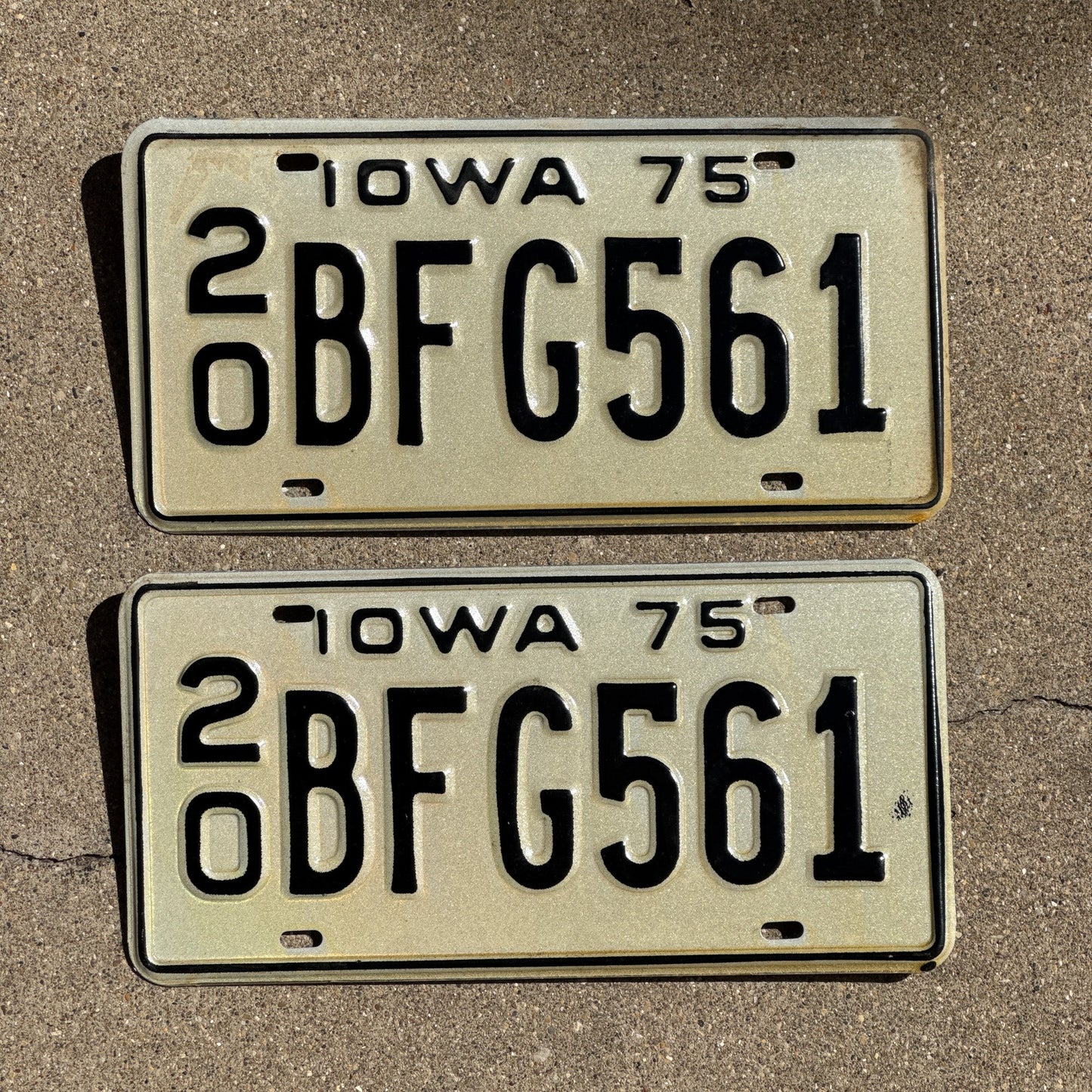 Photo of a 1975 Iowa License Plate Pair Auto Tag Garage Decor Vintage 20 BFG 561