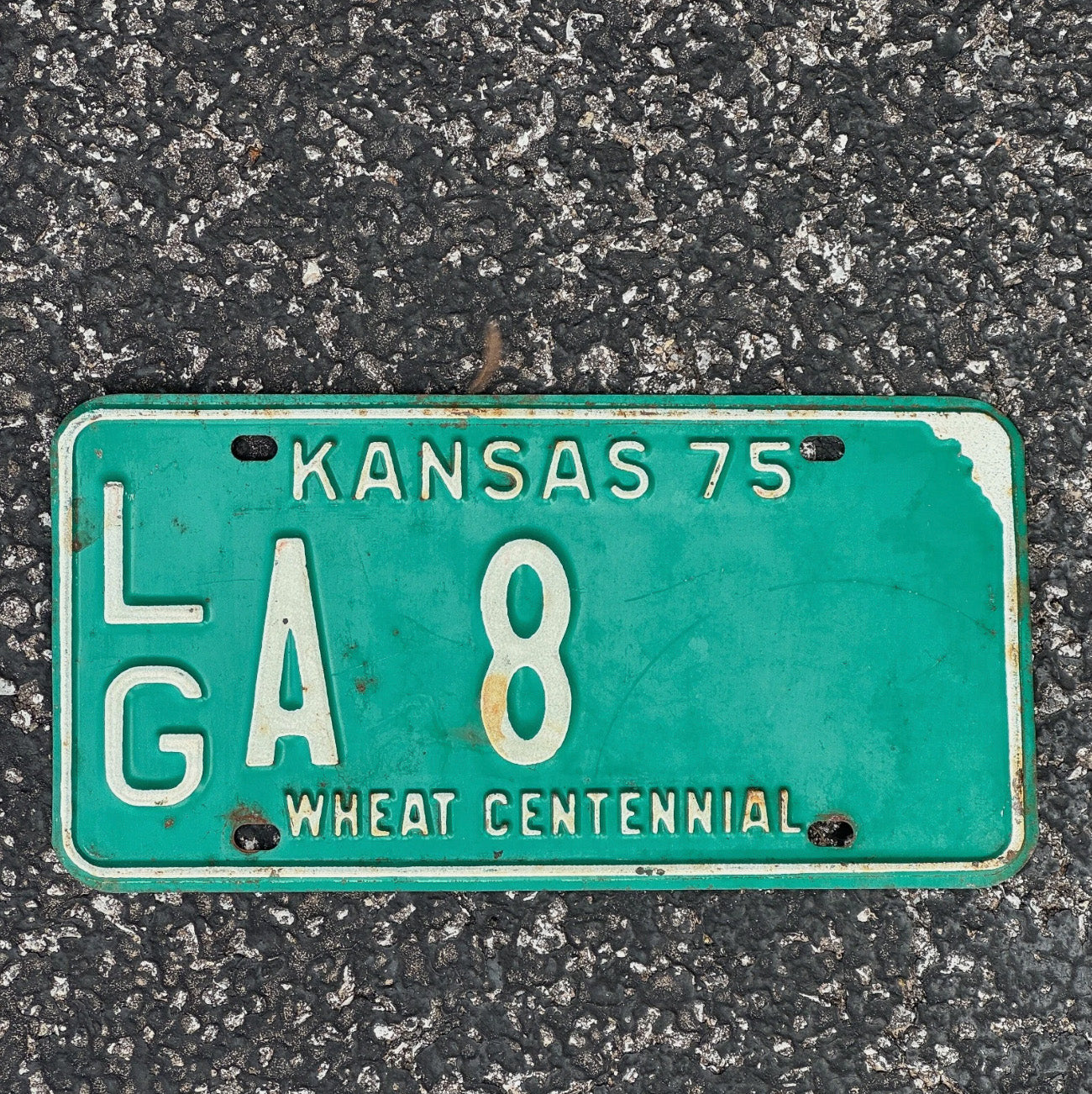 Photo of a 1975 Kansas License Plate Auto Tag Garage Decor Vintage LG A 8