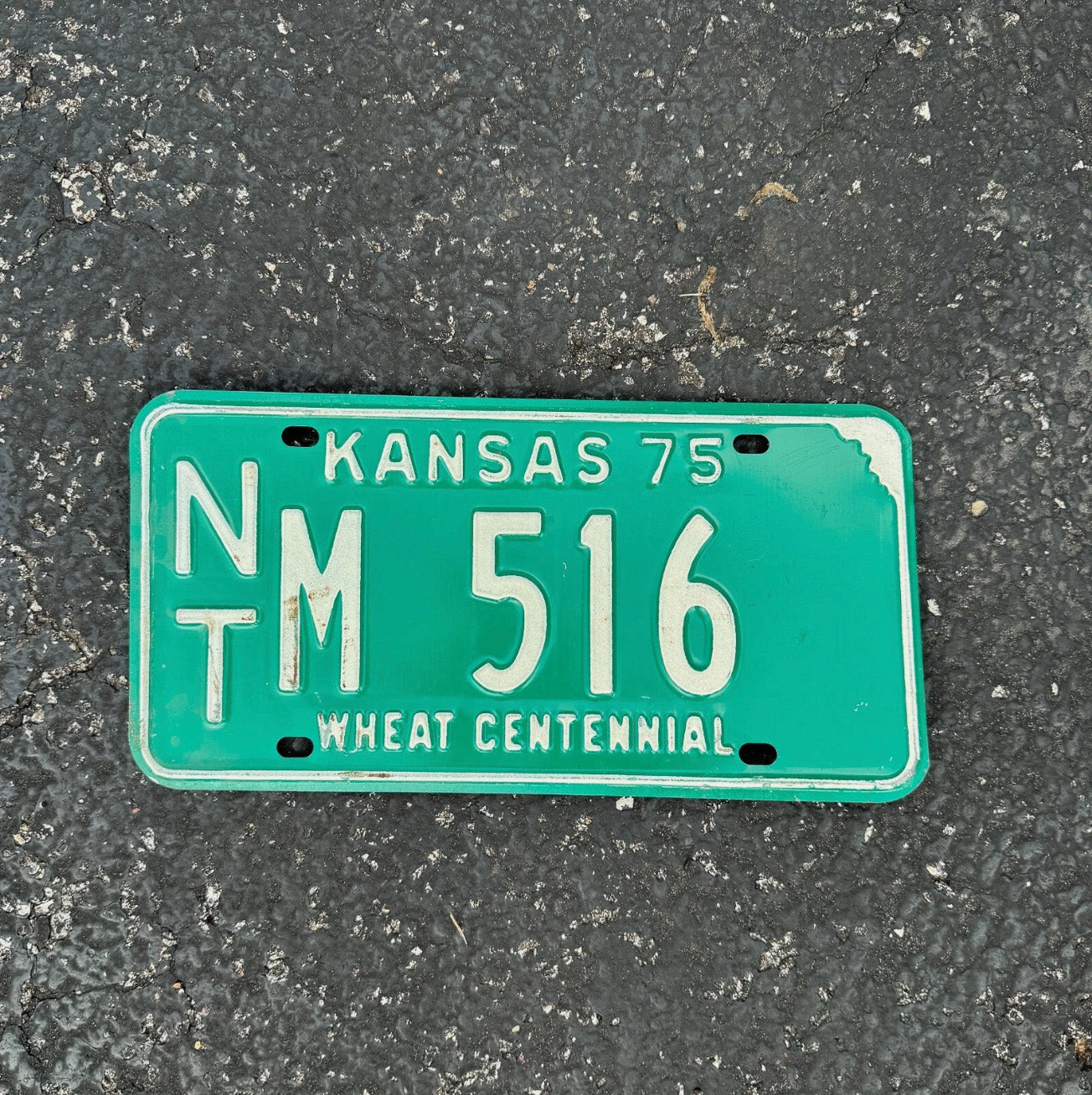 Photo of a 1975 Kansas License Plate Auto Tag Garage Decor Vintage Norton County NT M 516
