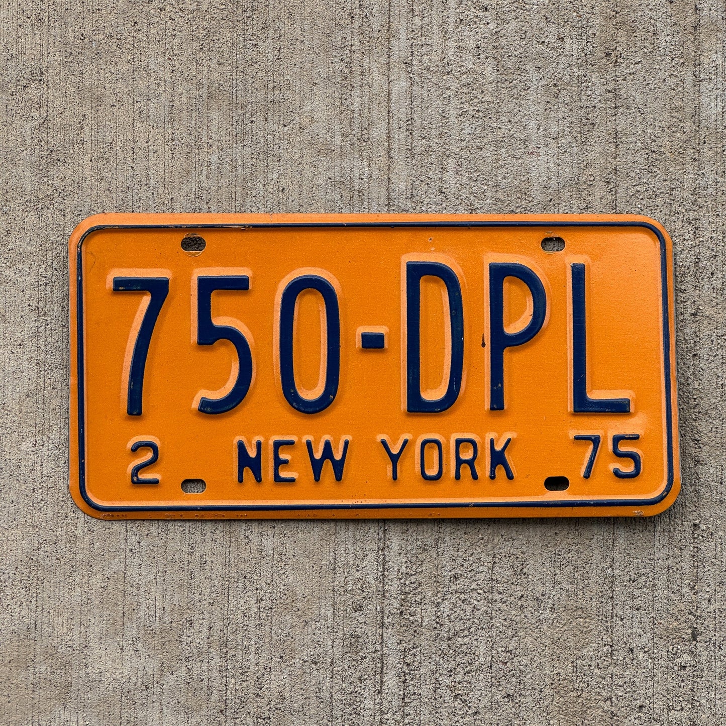 Photo of a 1975 New York DIPLOMAT License Plate Auto Tag Garage Decor Vintage 750 DPL