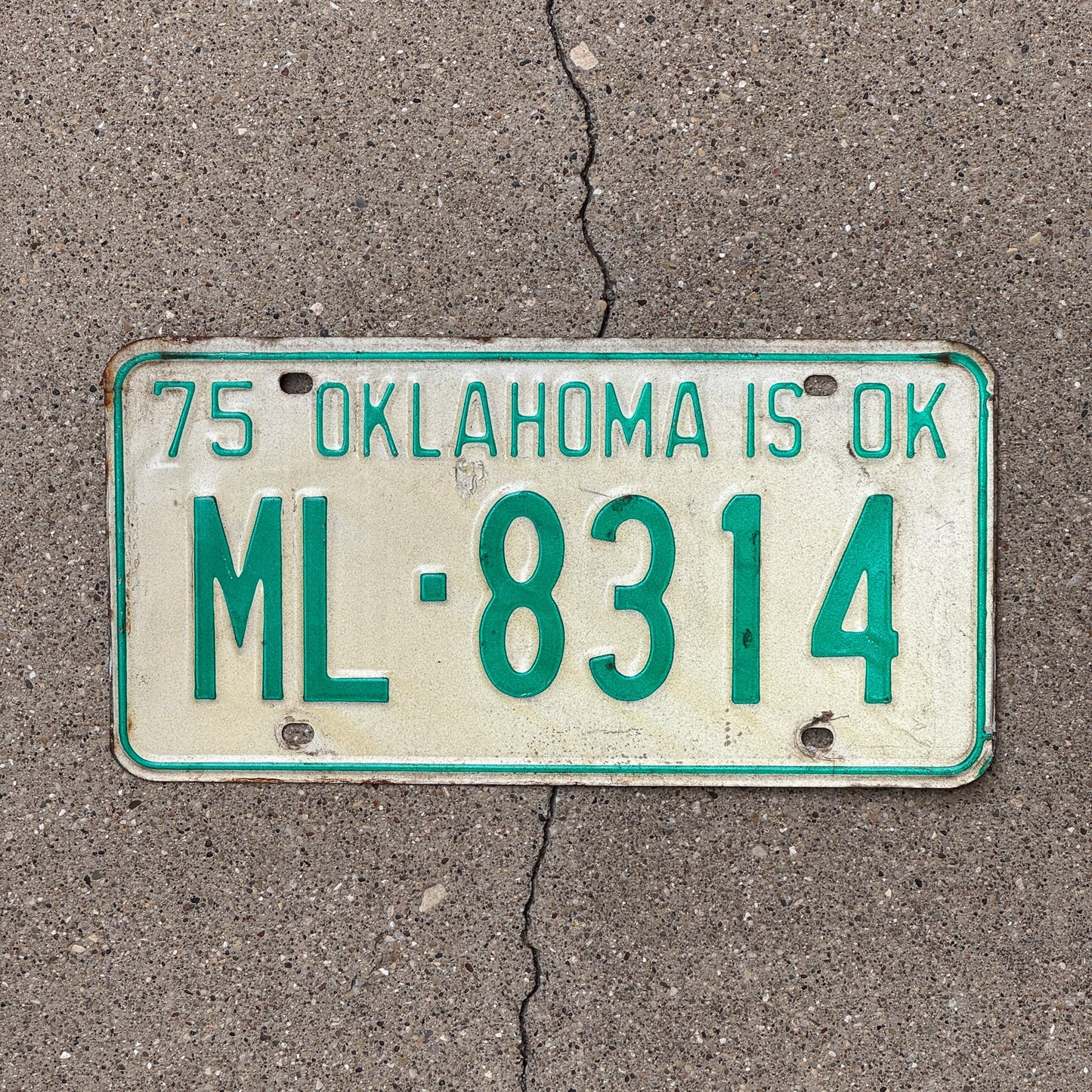 Photo of a 1975 Oklahoma License Plate Auto Tag Garage Decor Vintage ML 8314