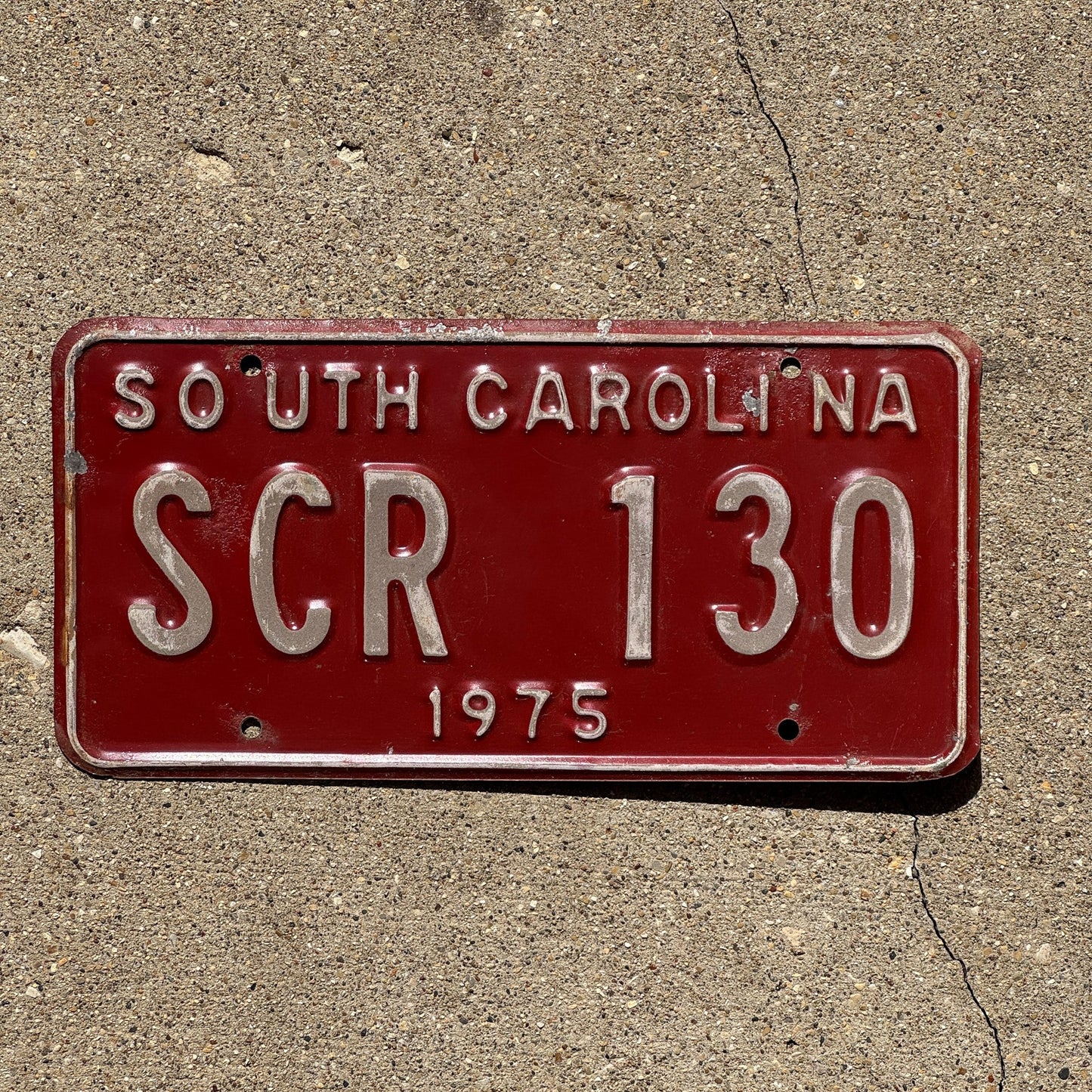 Photo of a 1975 South Carolina License Plate Auto Tag Garage Decor Vintage SCR 130