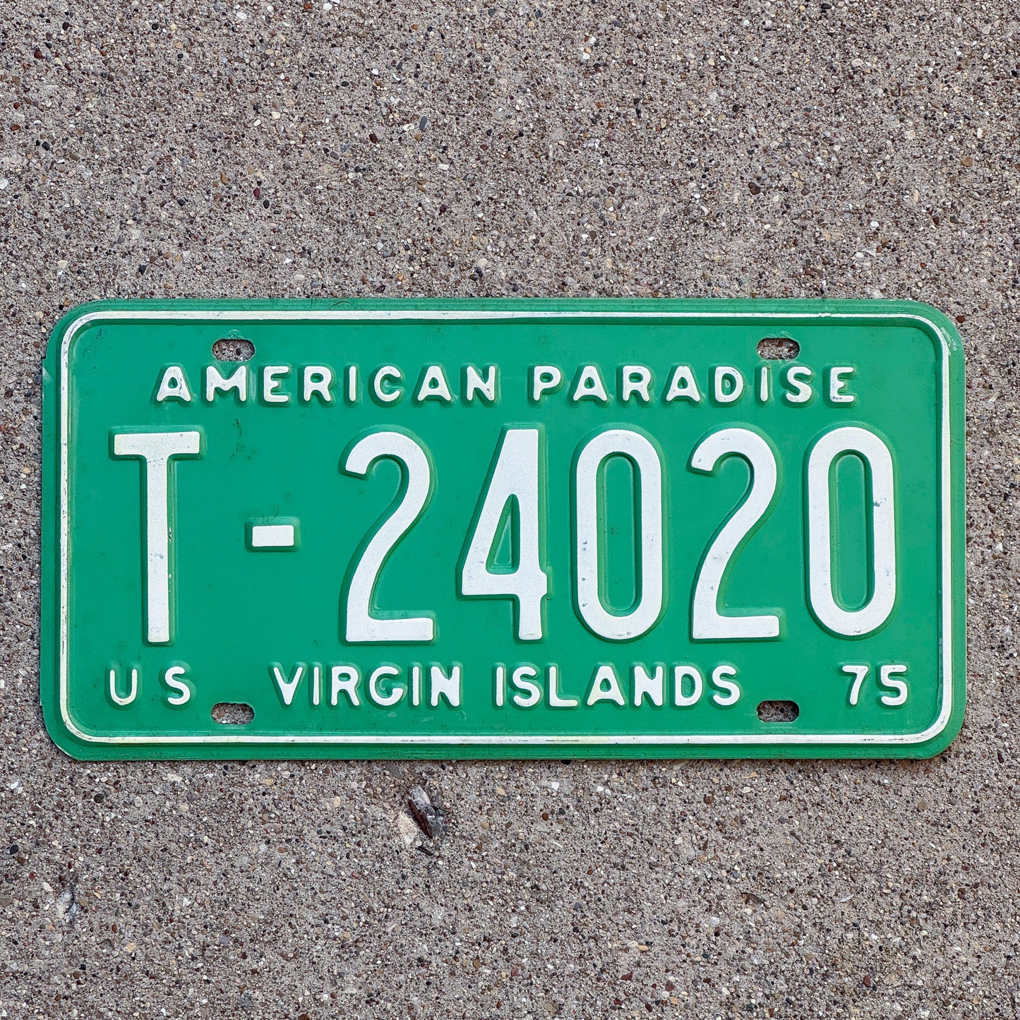 Photo of a 1975 Virgin Islands License Plate Auto Tag Garage Decor Vintage T 24020 with original patina