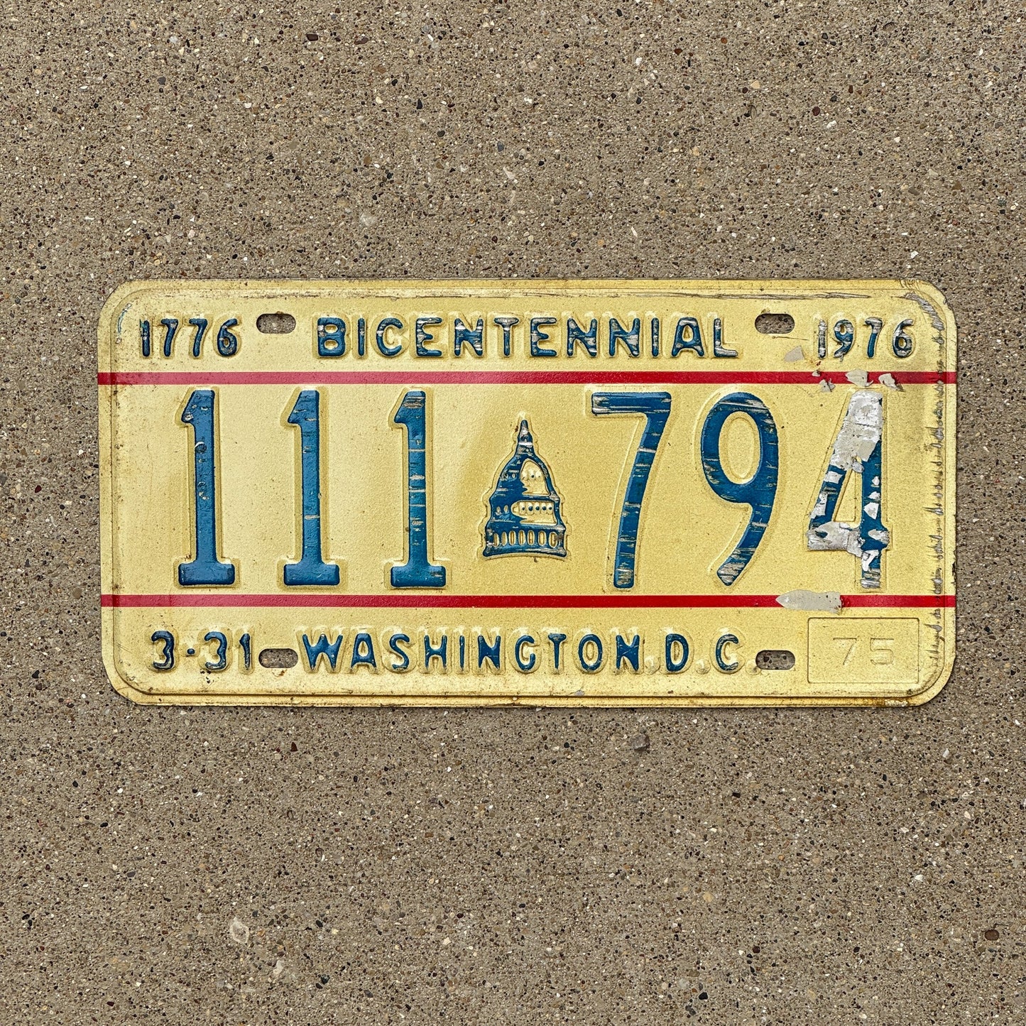 Photo of a 1975 Washington DC License Plate Auto Tag Garage Decor Vintage Repeat Repeating 111 794