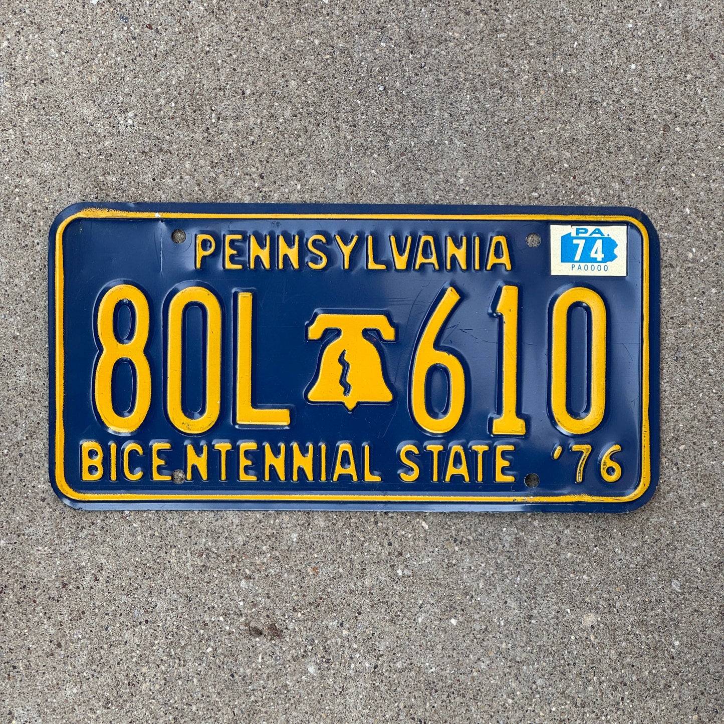 Photo of a 1976 1974 Pennsylvania License Plate Auto Tag Garage Decor Vintage 80 L 610