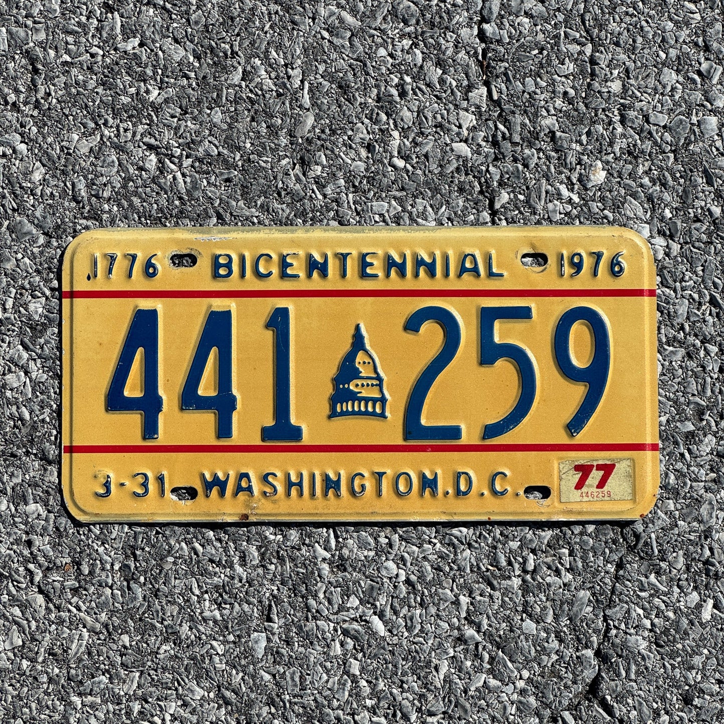 Photo of a 1976 1977 Washington D.C. License Plate Auto Tag Garage Decor Vintage Bicentennial 441259