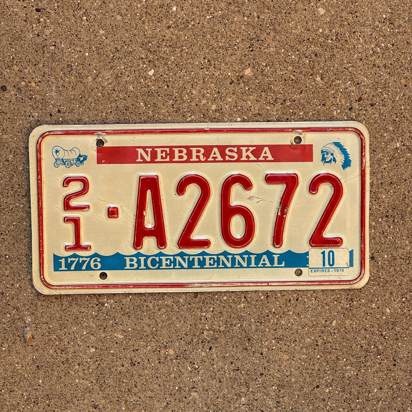 Photo of a 1976 1978 Nebraska License Plate Auto Tag Garage Decor Vintage Bicentennial 21 A 2672