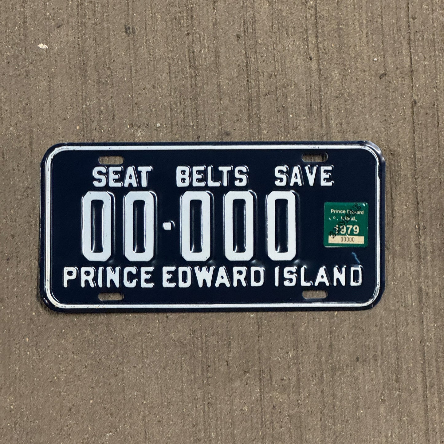 Photo of a 1976 1979 Prince Edward Island SAMPLE License Plate Auto Tag Garage Decor Vintage 00 000