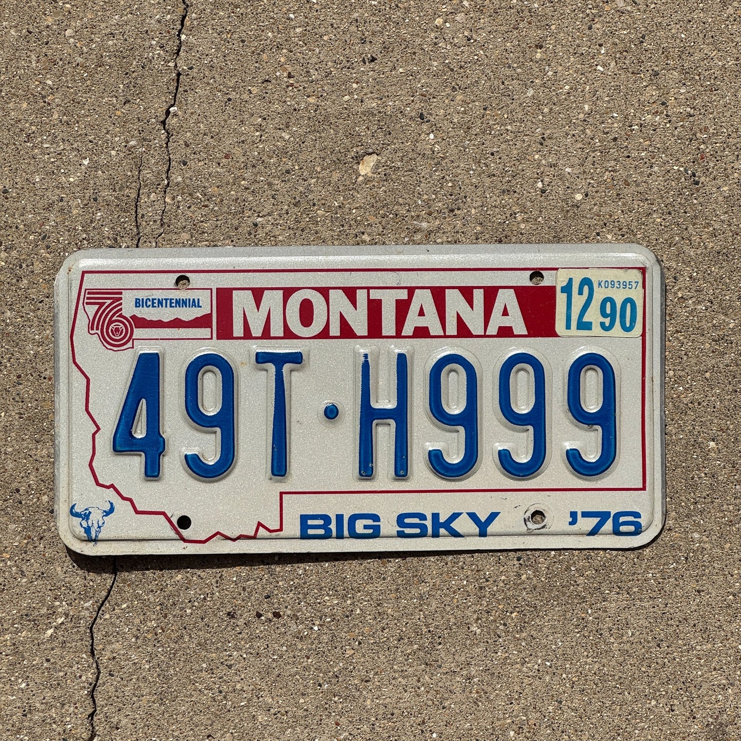 Photo of a 1976 1990 Montana Truck License Plate Auto Tag Garage Decor Vintage Repeat Repeating 49T H 999