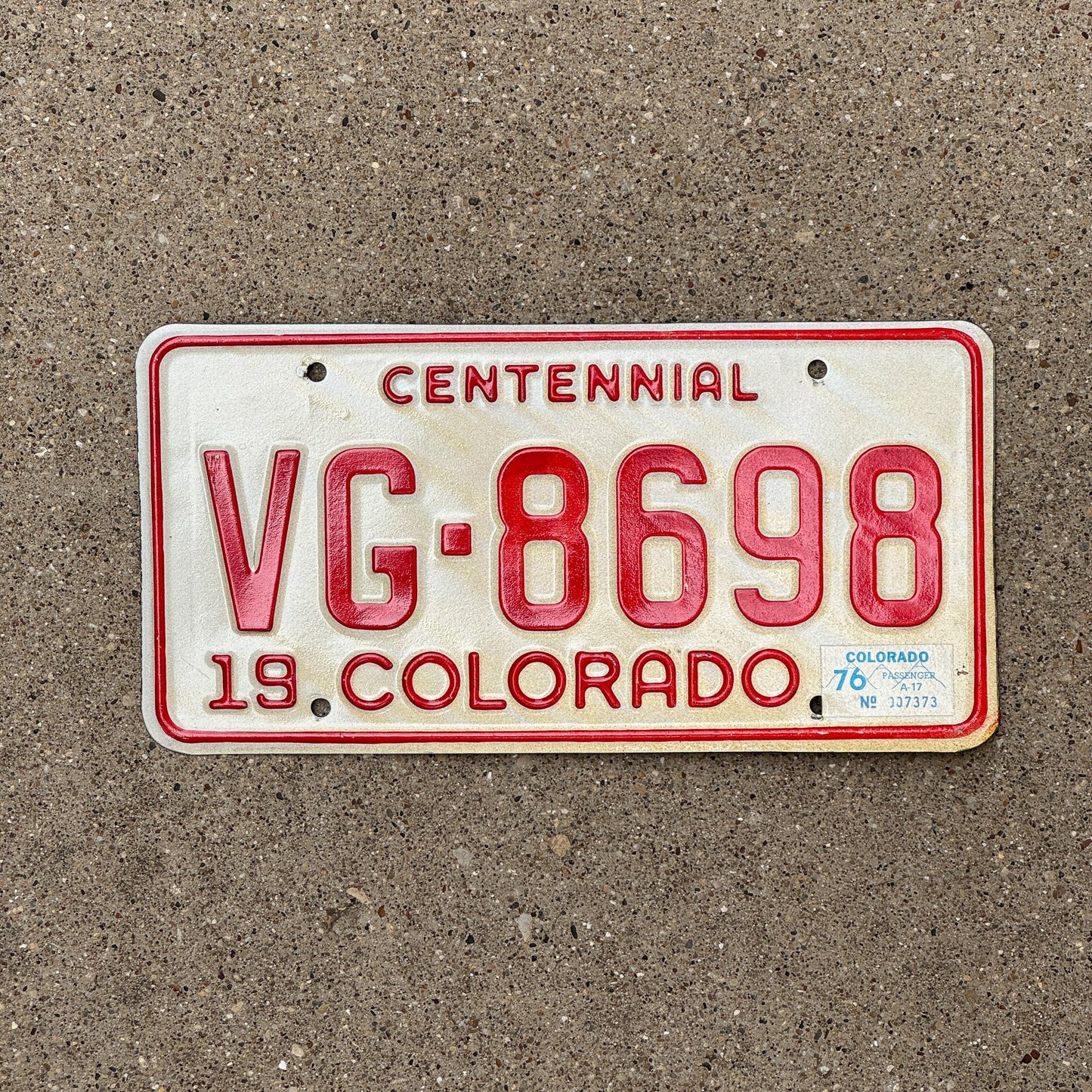 Photo of a 1976 Colorado License Plate Auto Tag Garage Decor Vintage VG 8698