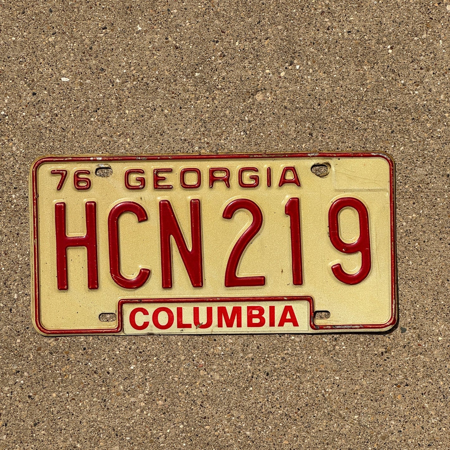 Photo of a 1976 Georgia License Plate Auto Tag Garage Decor Vintage Columbia County HCN 219