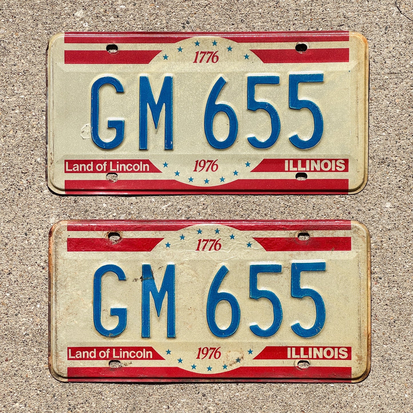 Photo of a 1976 Illinois License Plate Pair Auto Tag Garage Decor Vintage Chevy Impala GM 655