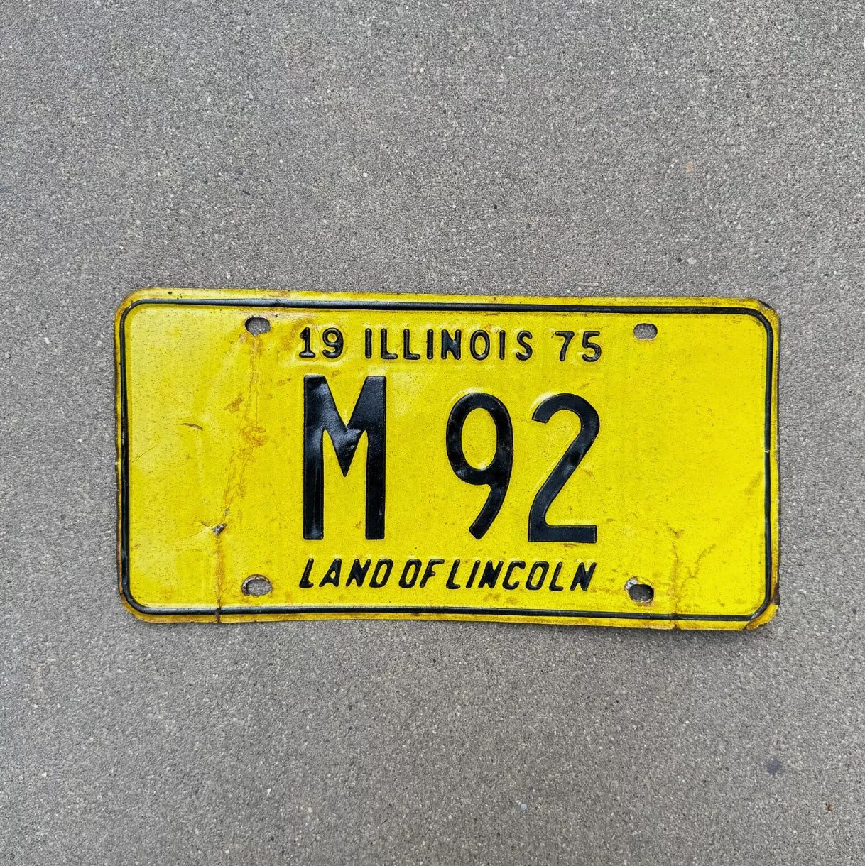 Photo of a 1976 Illinois MUNICIPAL License Plate Auto Tag Garage Decor Vintage License Plate Auto Tag Garage Decor Low Num 2 Digit M 92
