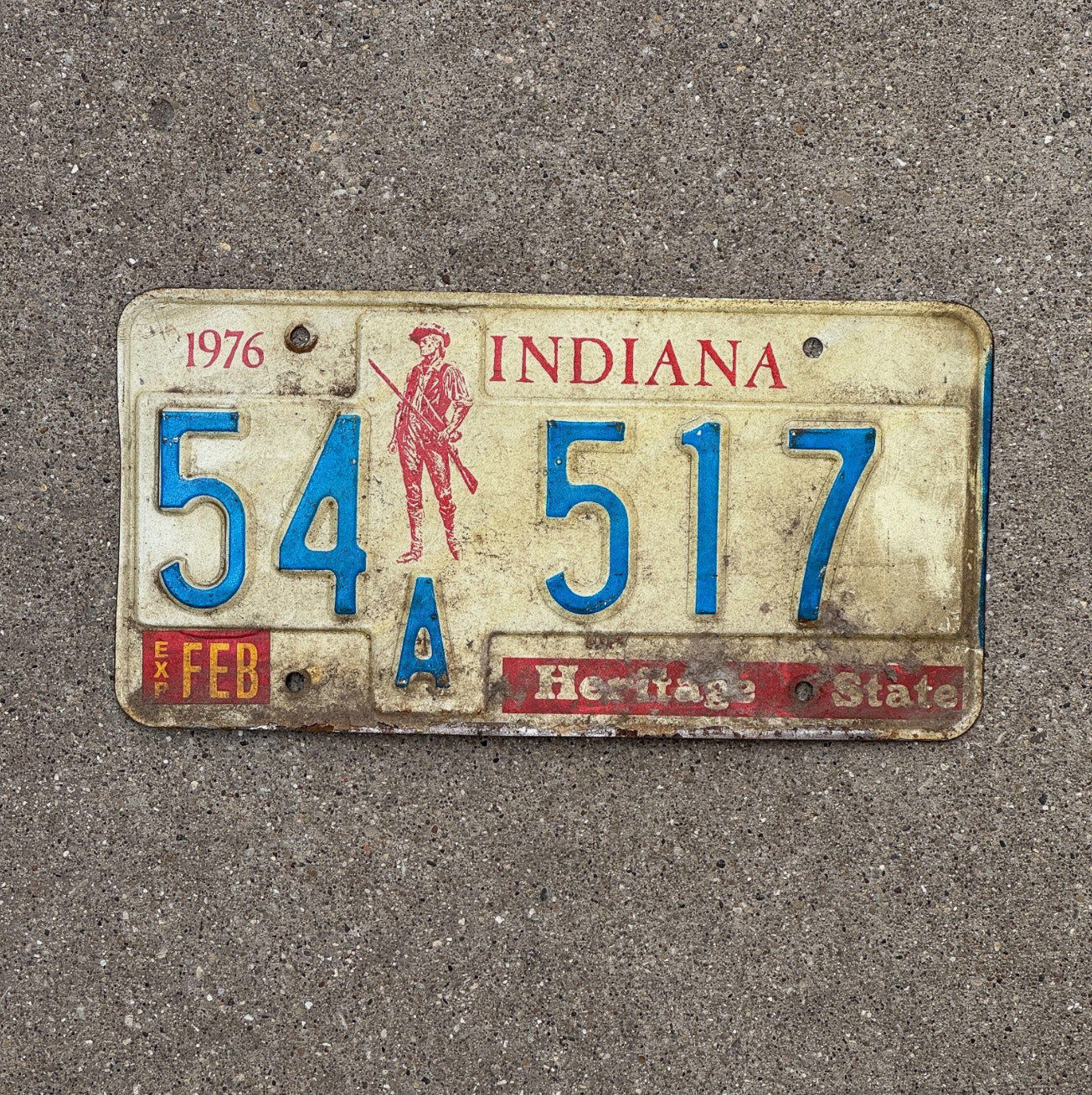 Photo of a 1976 Indiana License Plate Auto Tag Garage Decor 54 A 517
