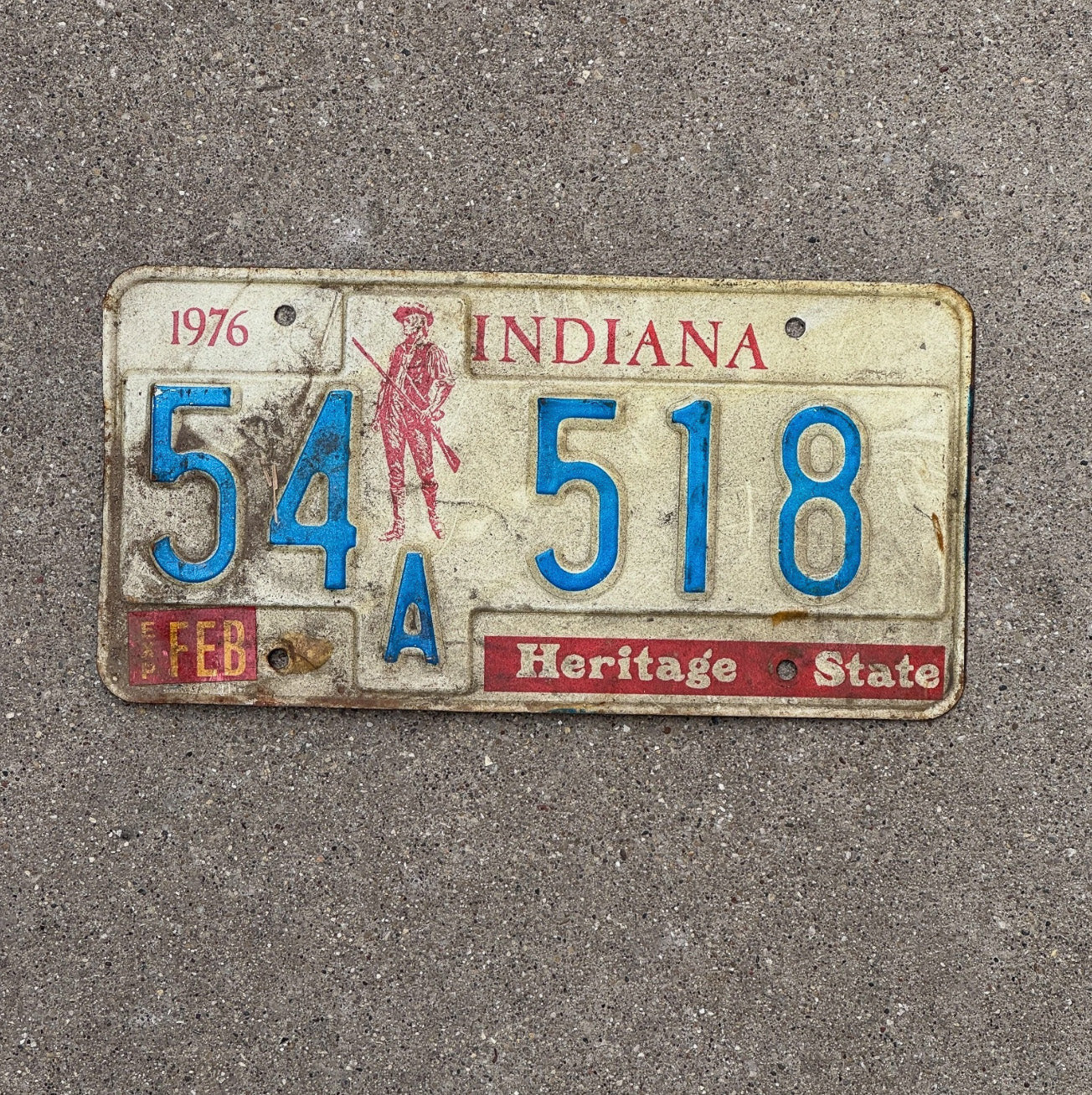 Photo of a 1976 Indiana License Plate Auto Tag Garage Decor 54 A 518
