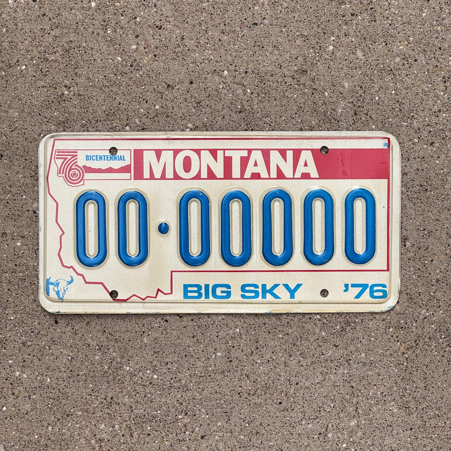 Photo of a 1976 Montana SAMPLE License Plate Auto Tag Garage Decor Vintage 00 00000
