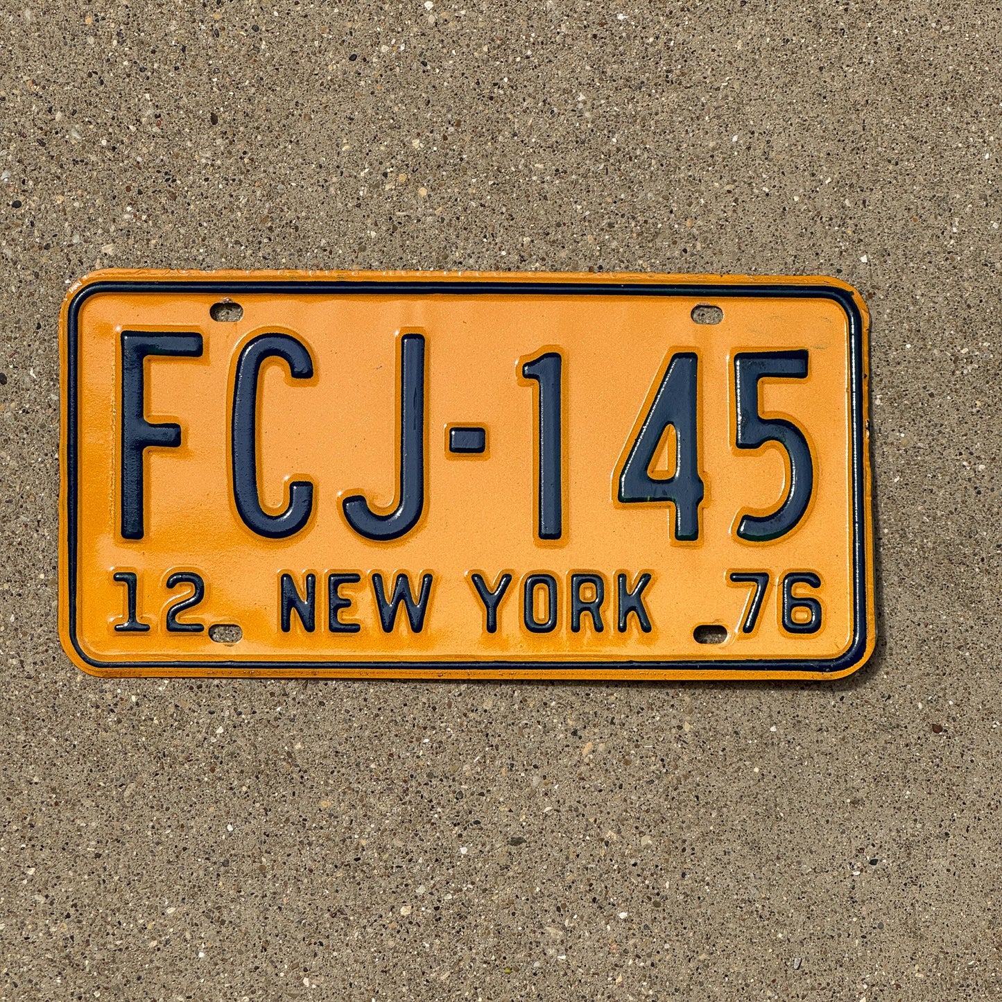 Photo of a 1976 New York Family Court Judge License Plate Auto Tag Garage Decor Vintage FCJ 145