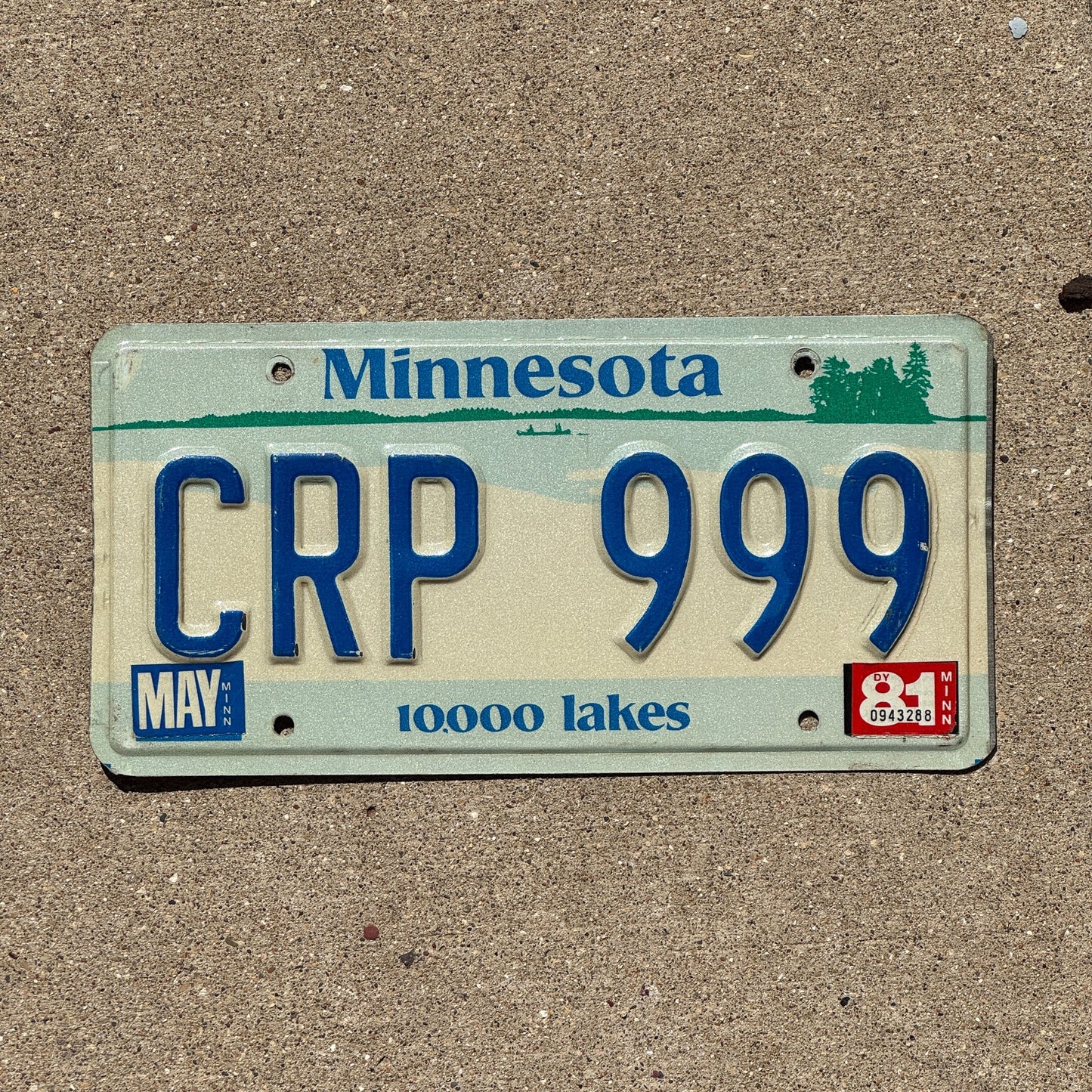 Photo of a 1977 1981 Minnesota License Plate Auto Tag Garage Decor Vintage Repeat Repeating CRP 999