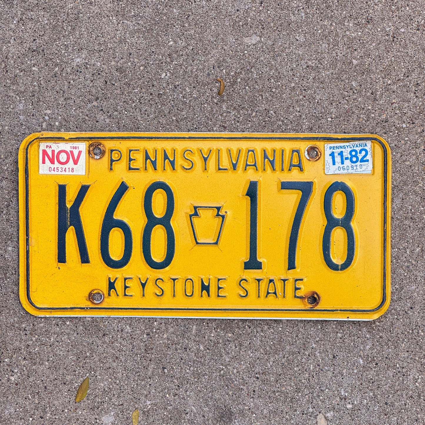 Photo of a 1977 1982 Pennsylvania License Plate Auto Tag Garage Decor Vintage K68 178 with original patina