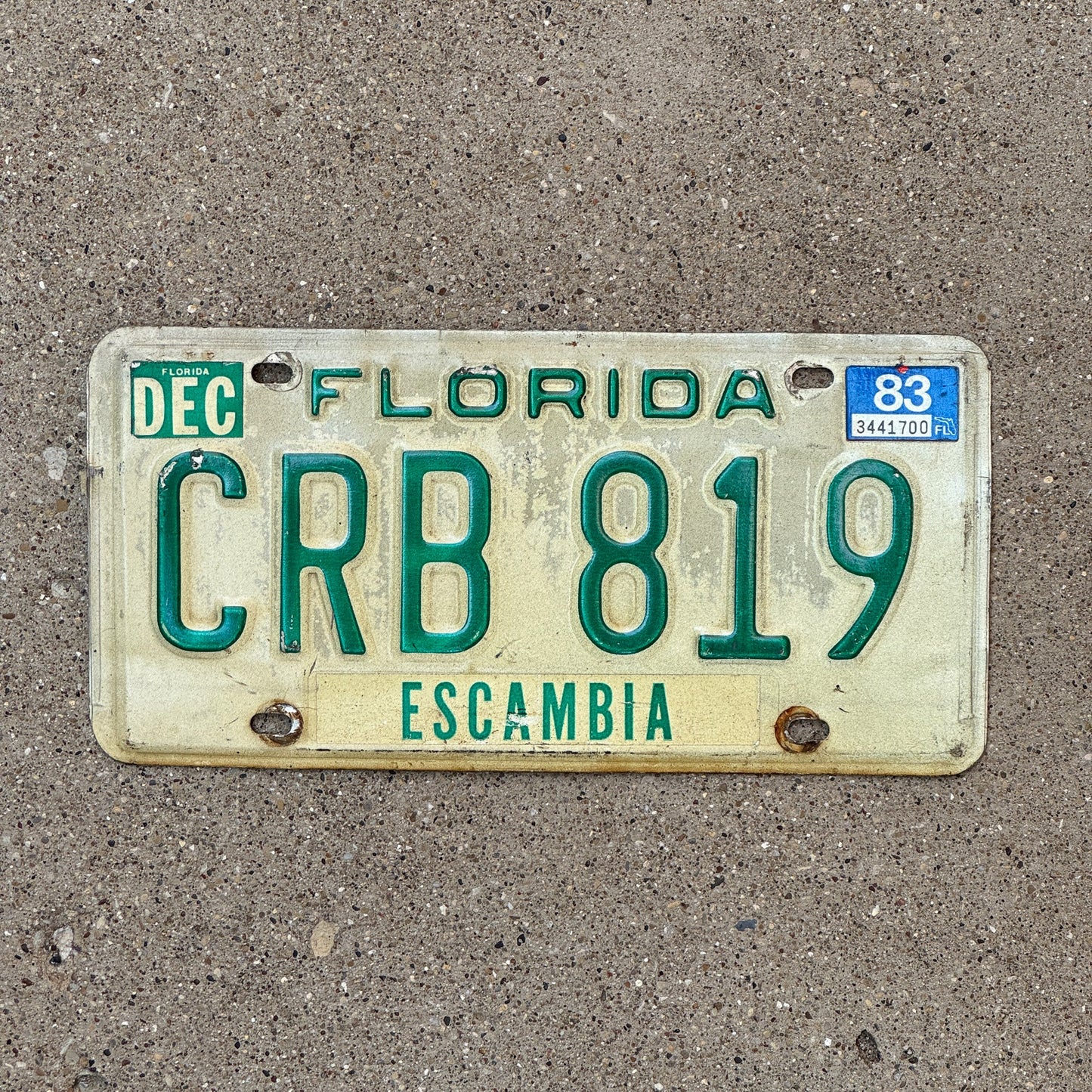 Photo of a 1977 1983 Florida License Plate Auto Tag Garage Decor Vintage CRB 819