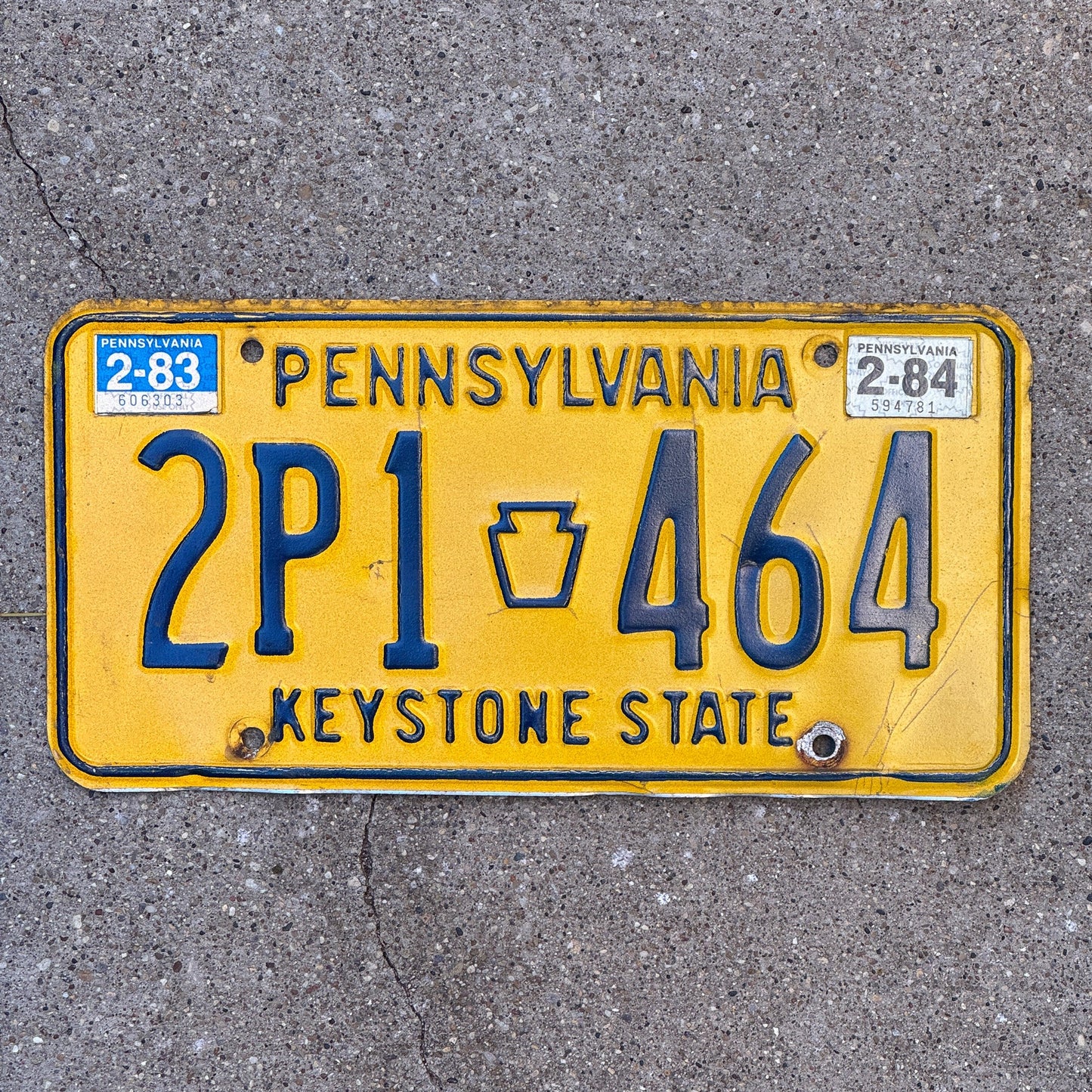 Photo of a 1977 1984 Pennsylvania License Plate Auto Tag Garage Decor Vintage 2P1 464 with original patina