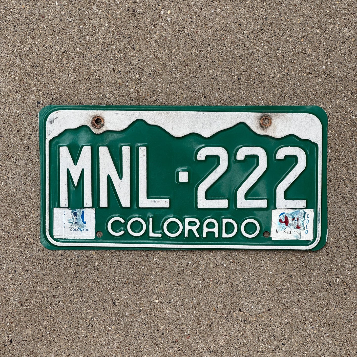 Photo of a 1977 1991 Colorado License Plate Auto Tag Garage Decor Vintage Repeat Repeating MNL 222