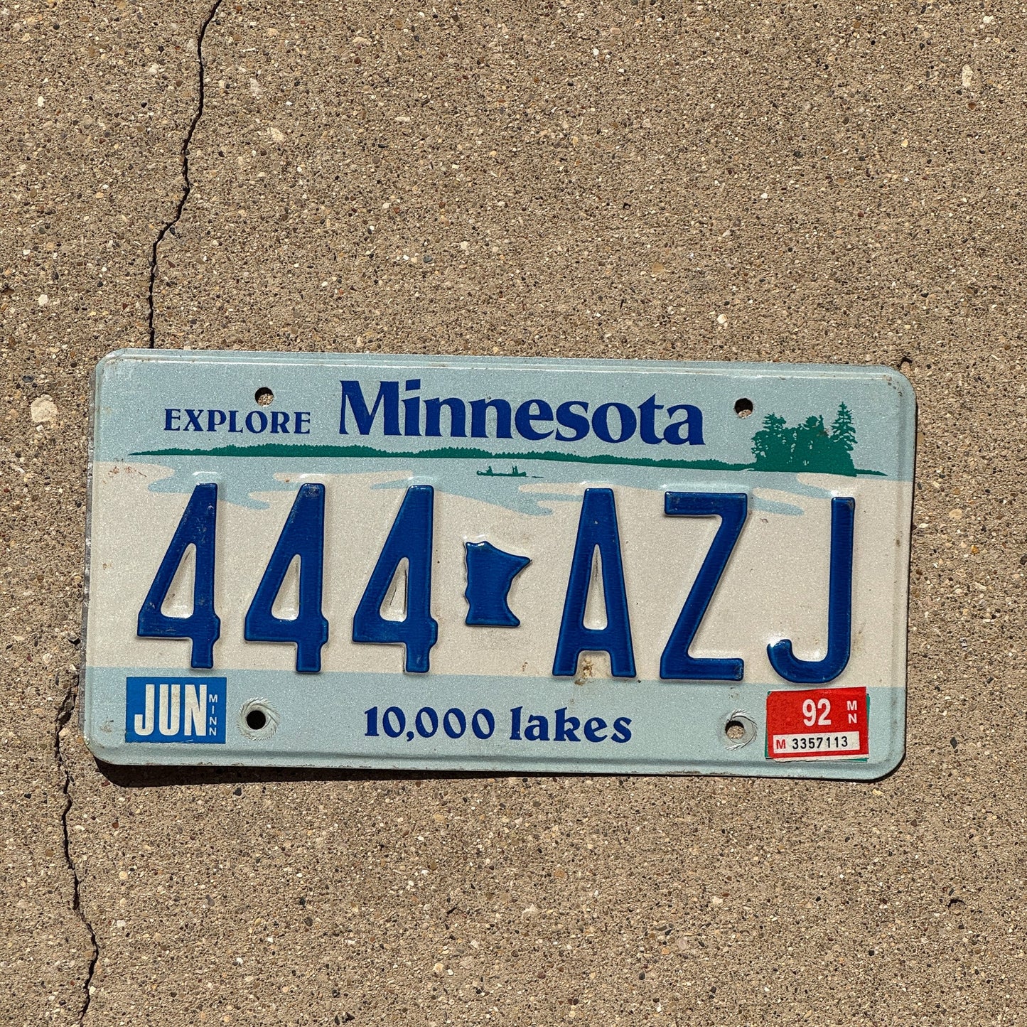 Photo of a 1977 1992 Minnesota License Plate Auto Tag Garage Decor Vintage Repeat Repeating 444 AZJ