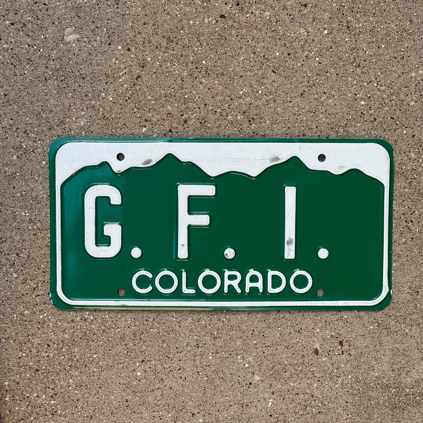 Photo of a 1977 Colorado Vanity License Plate Auto Tag Garage Decor Vintage Initials Name GFI