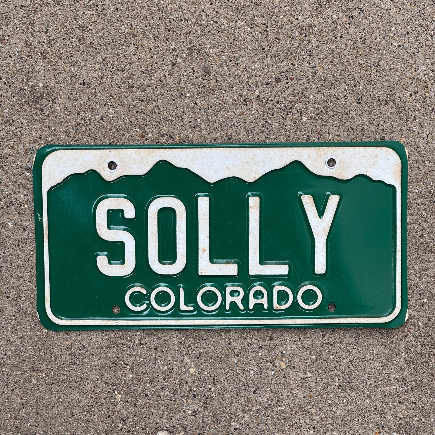 Photo of a 1977 Colorado VANITY License Plate Auto Tag Garage Decor Vintage SOLLY