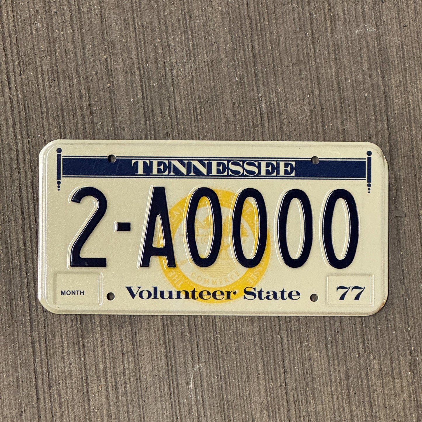 Photo of a 1977 Tennessee SAMPLE License Plate Auto Tag Garage Decor Vintage 2A 0000