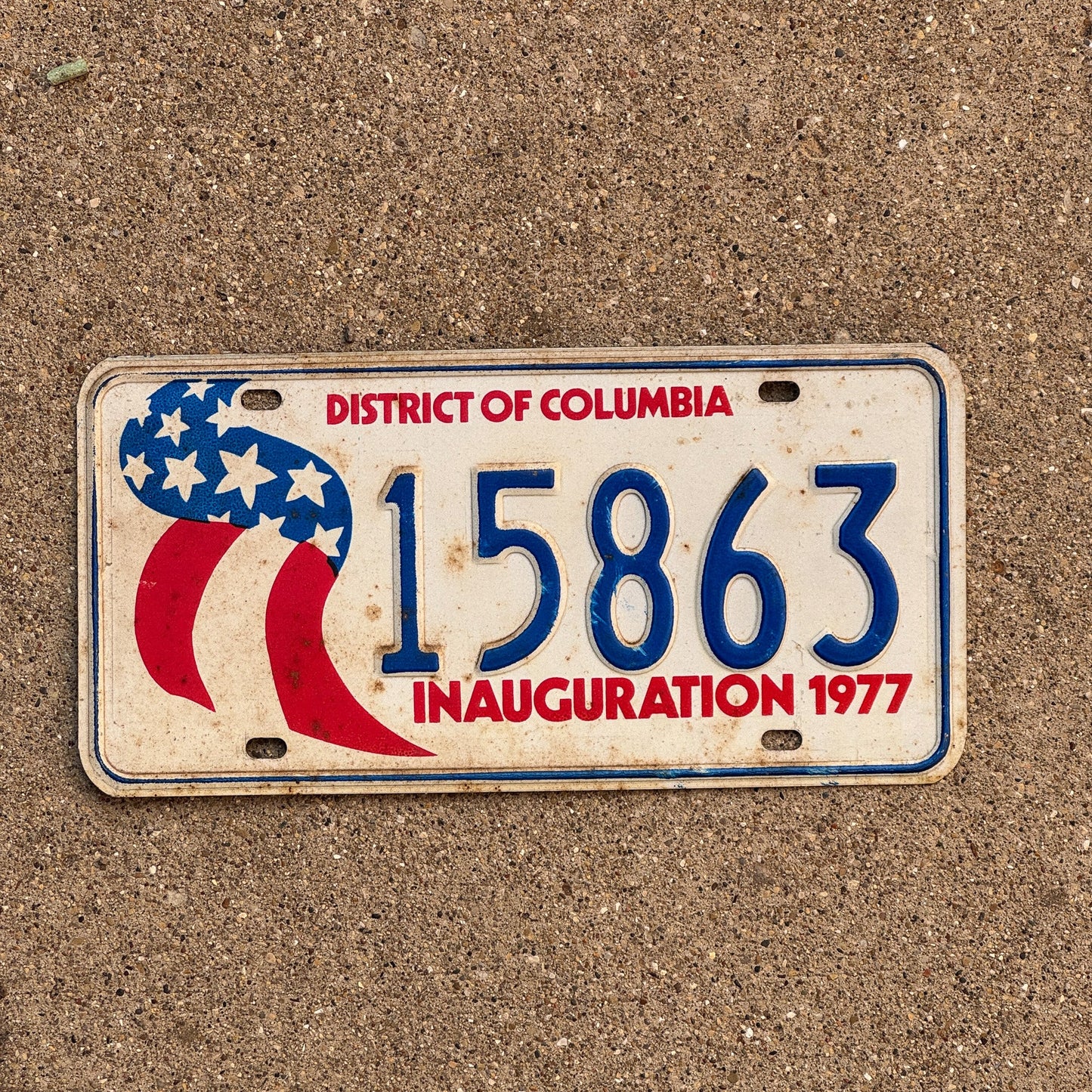 Photo of a 1977 Washington DC License Plate Auto Tag Garage Decor Vintage Carter Inaugural Inauguration 15863