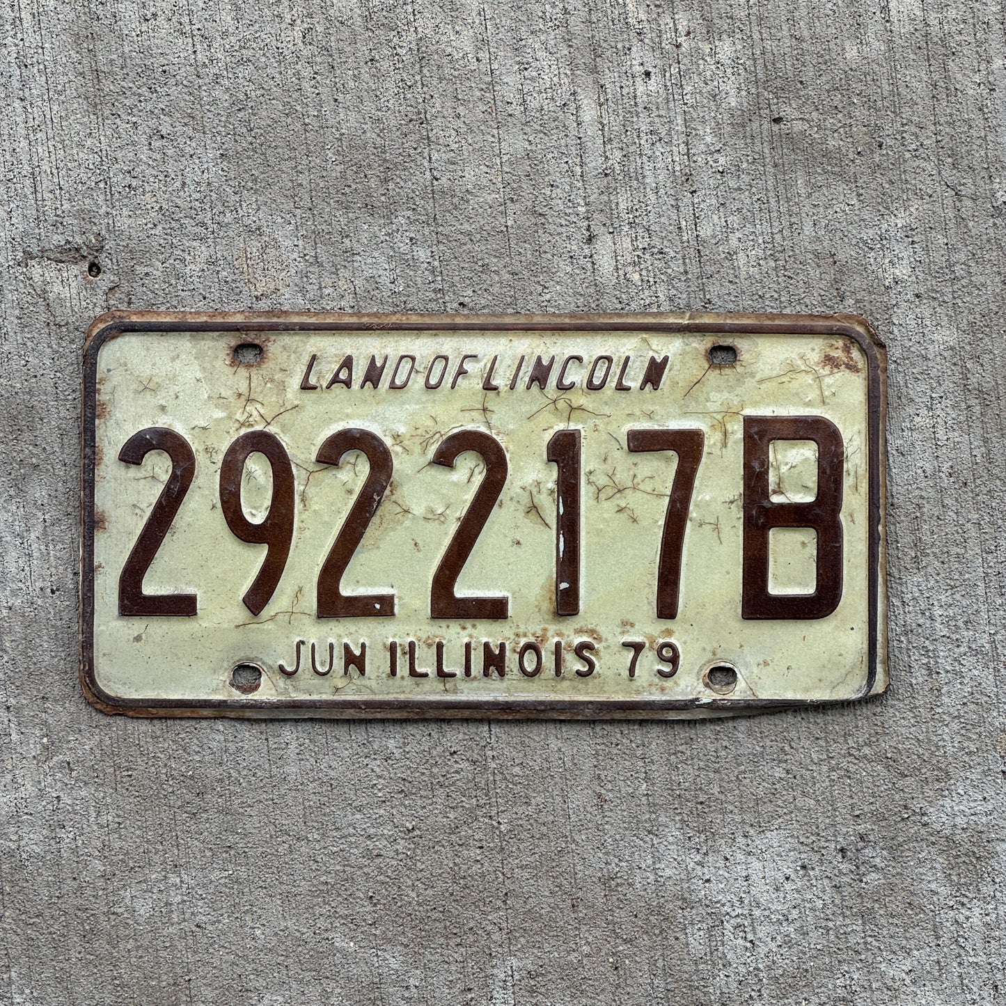 Photo of a 1978 1979 Illinois Truck License Plate Auto Tag 2 Vintage Garage 292 217 B with original patina