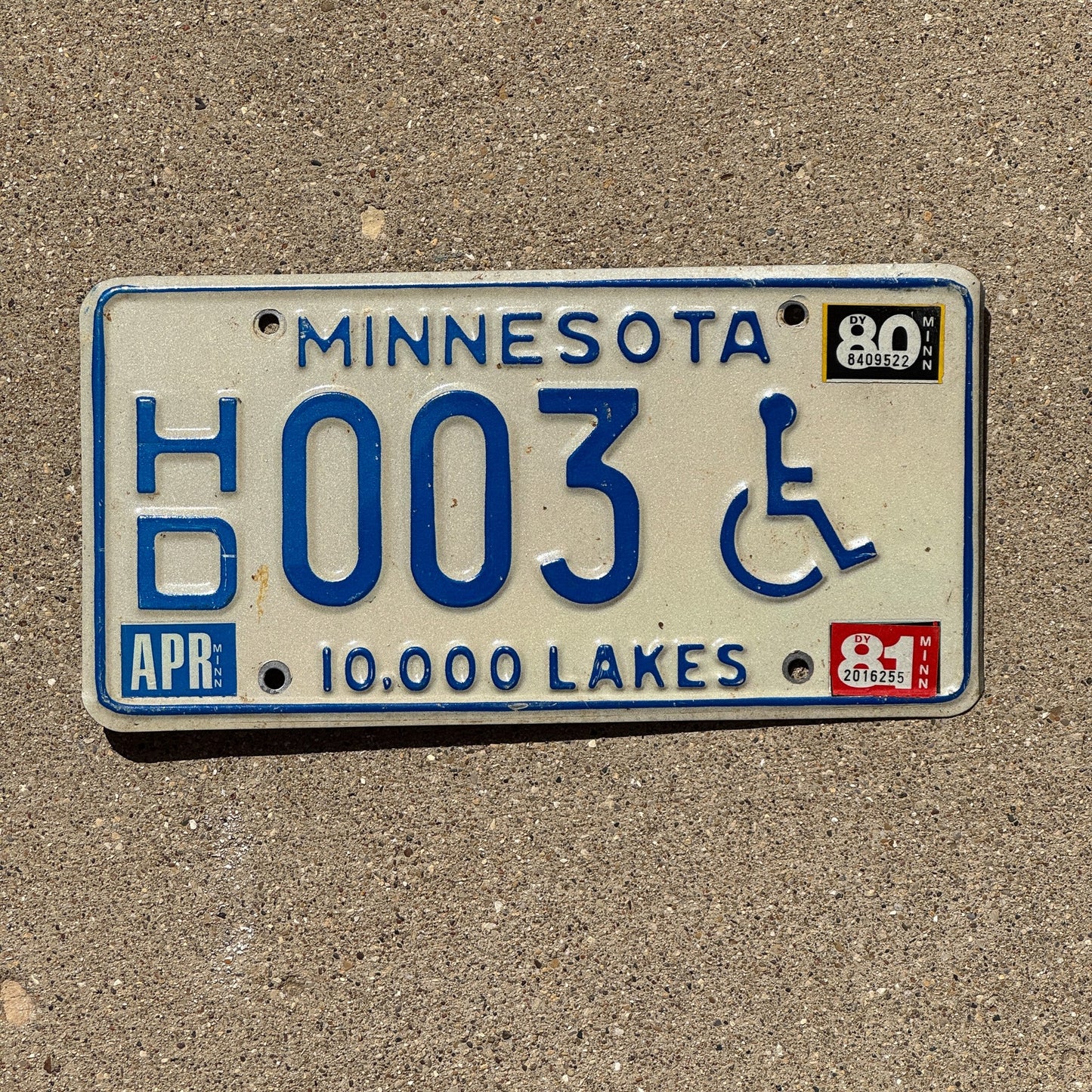 Photo of a 1978 1981 Minnesota Handicapped License Plate Auto Tag 2 Garage Decor Low Number Single Digit HD 003