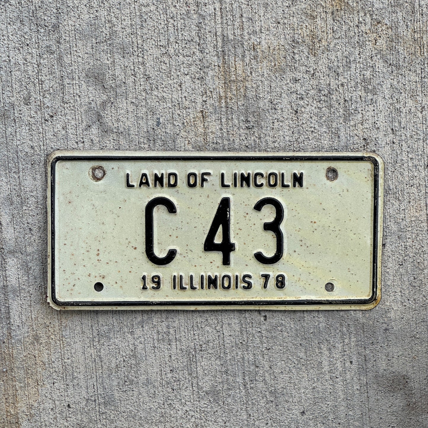 Photo of a 1978 Illinois Moped License Plate Auto Tag Garage Decor Vintage C 43 with original patina