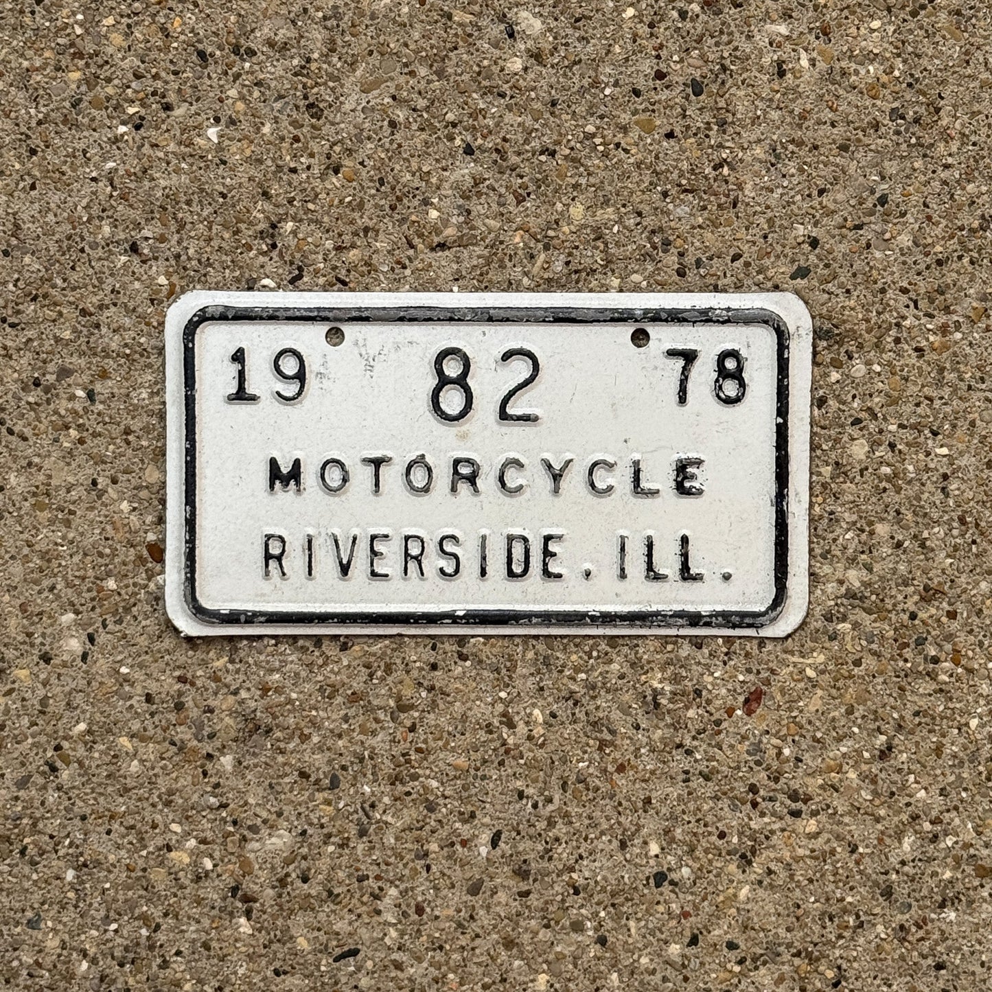 Photo of a 1978 Illinois Motorcycle Tax Tag Auto Tag Garage Decor Vintage Riverside 82