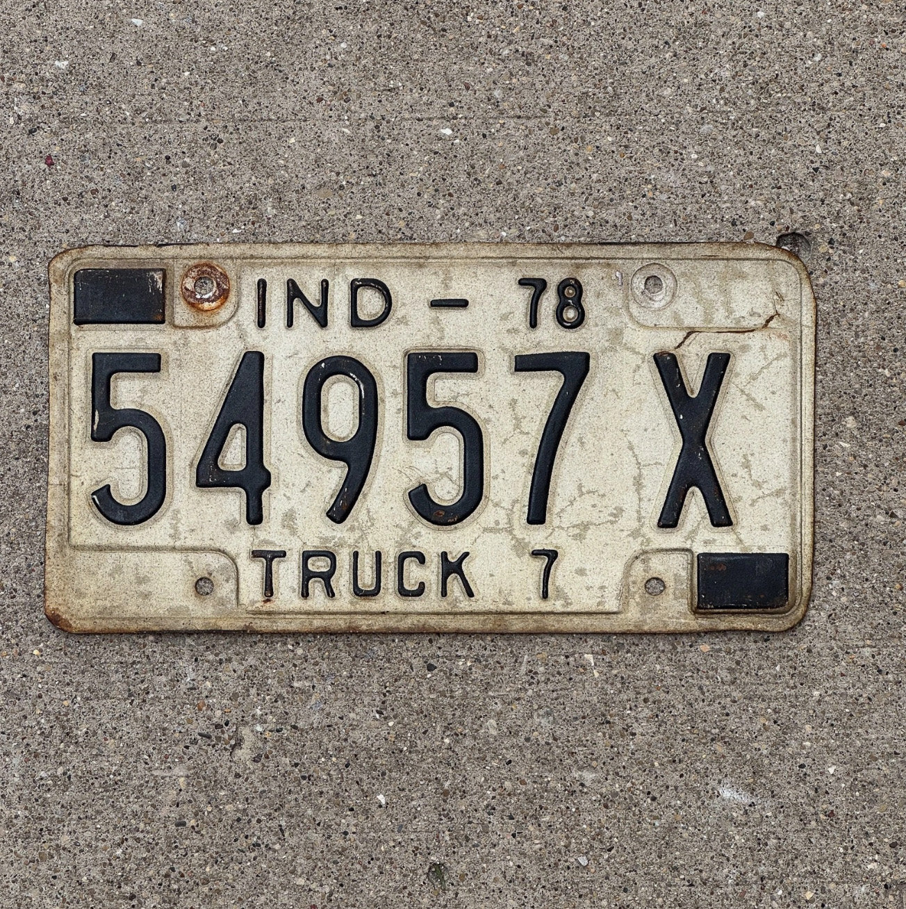 Photo of a 1978 Indiana Truck License Plate Auto Tag Garage Decor Vintage 54957 X