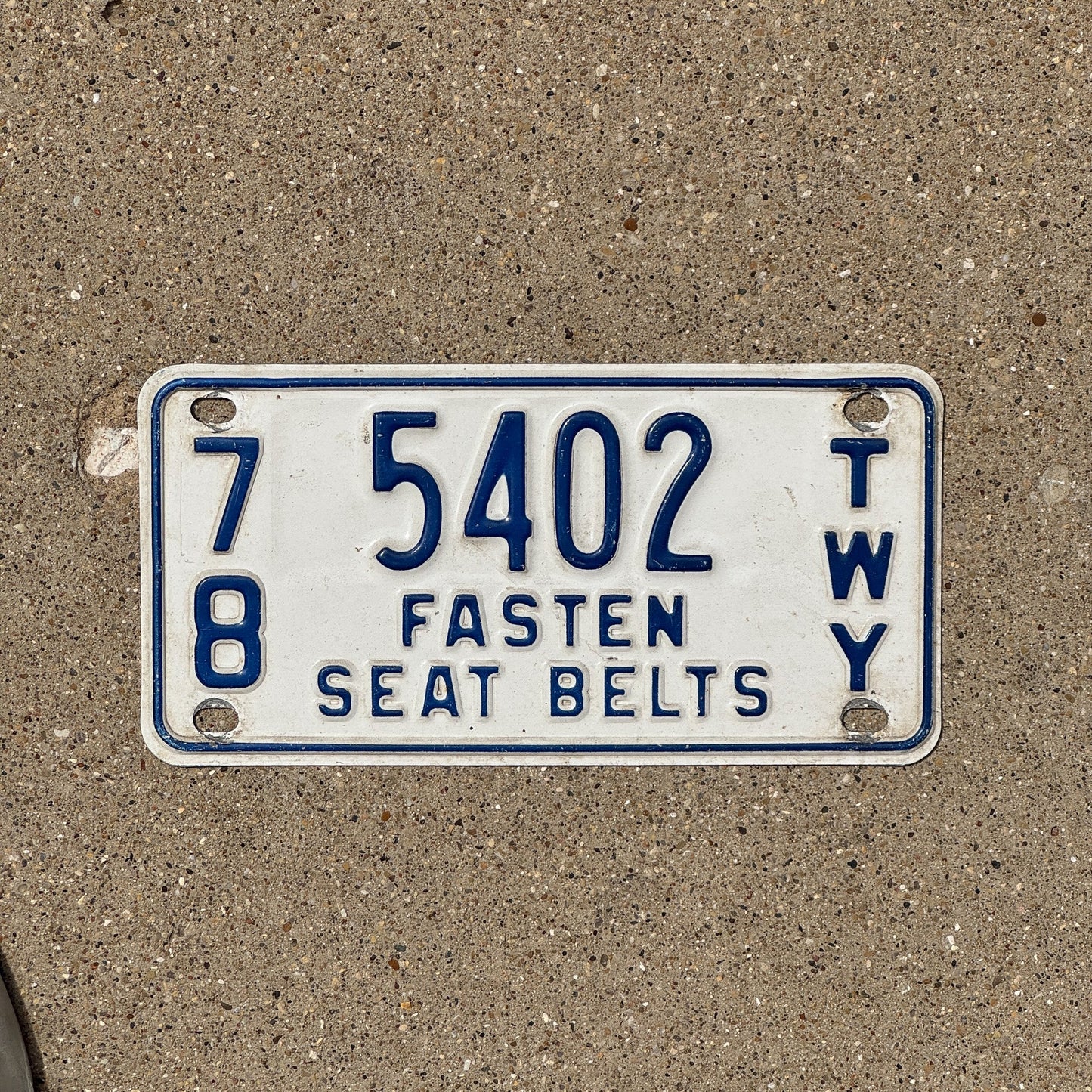 Photo of a 1978 New York Thruway License Plate Auto Tag Garage Decor Vintage 5402