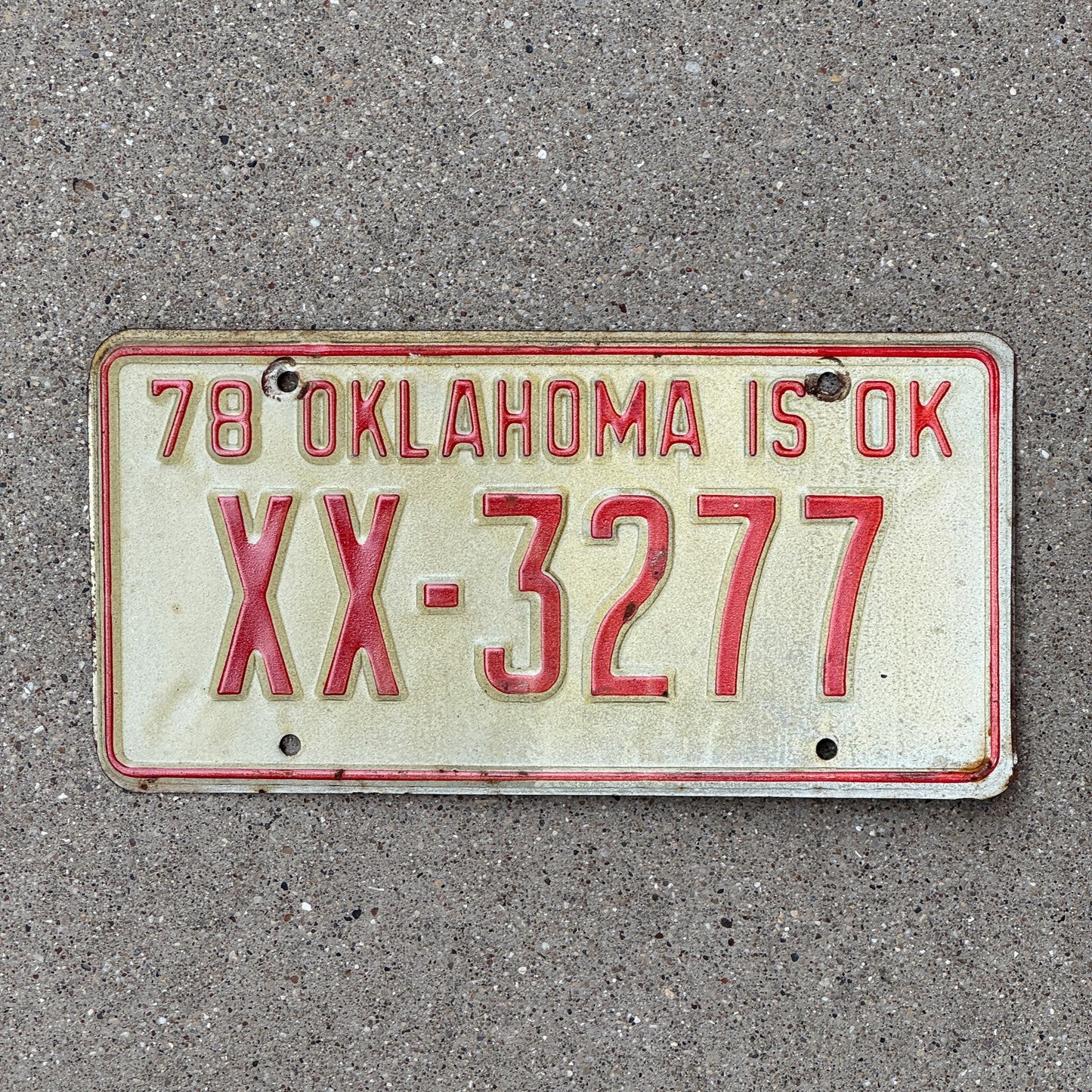 Photo of a 1978 Oklahoma License Plate Auto Tag Garage Decor Vintage XX 3277