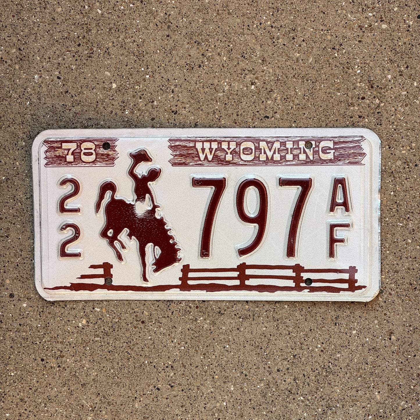 Photo of a 1978 Wyoming License Plate Auto Tag Garage Decor Vintage 22 797 AF