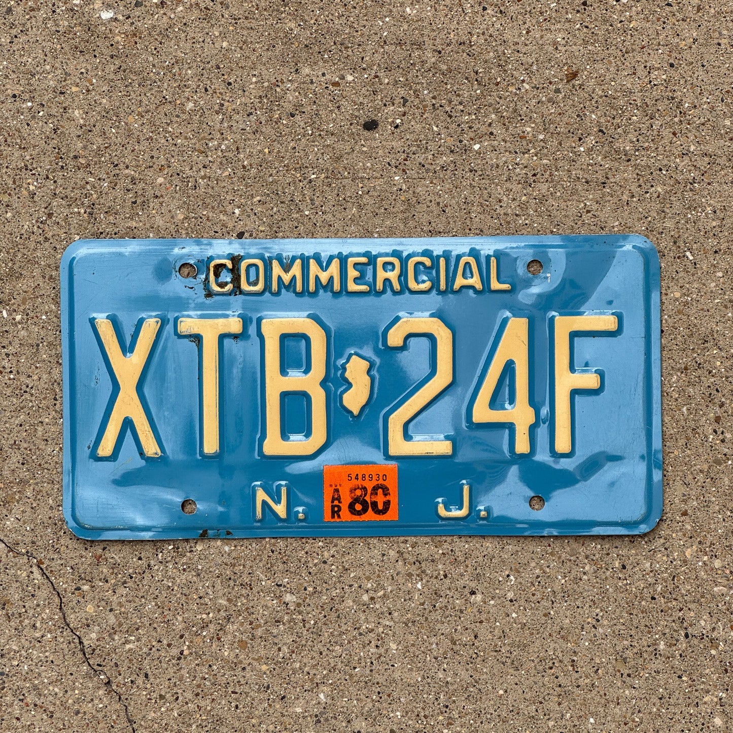 Photo of a 1979 1980 New Jersey License Plate Auto Tag Garage Decor Vintage XTB 24F
