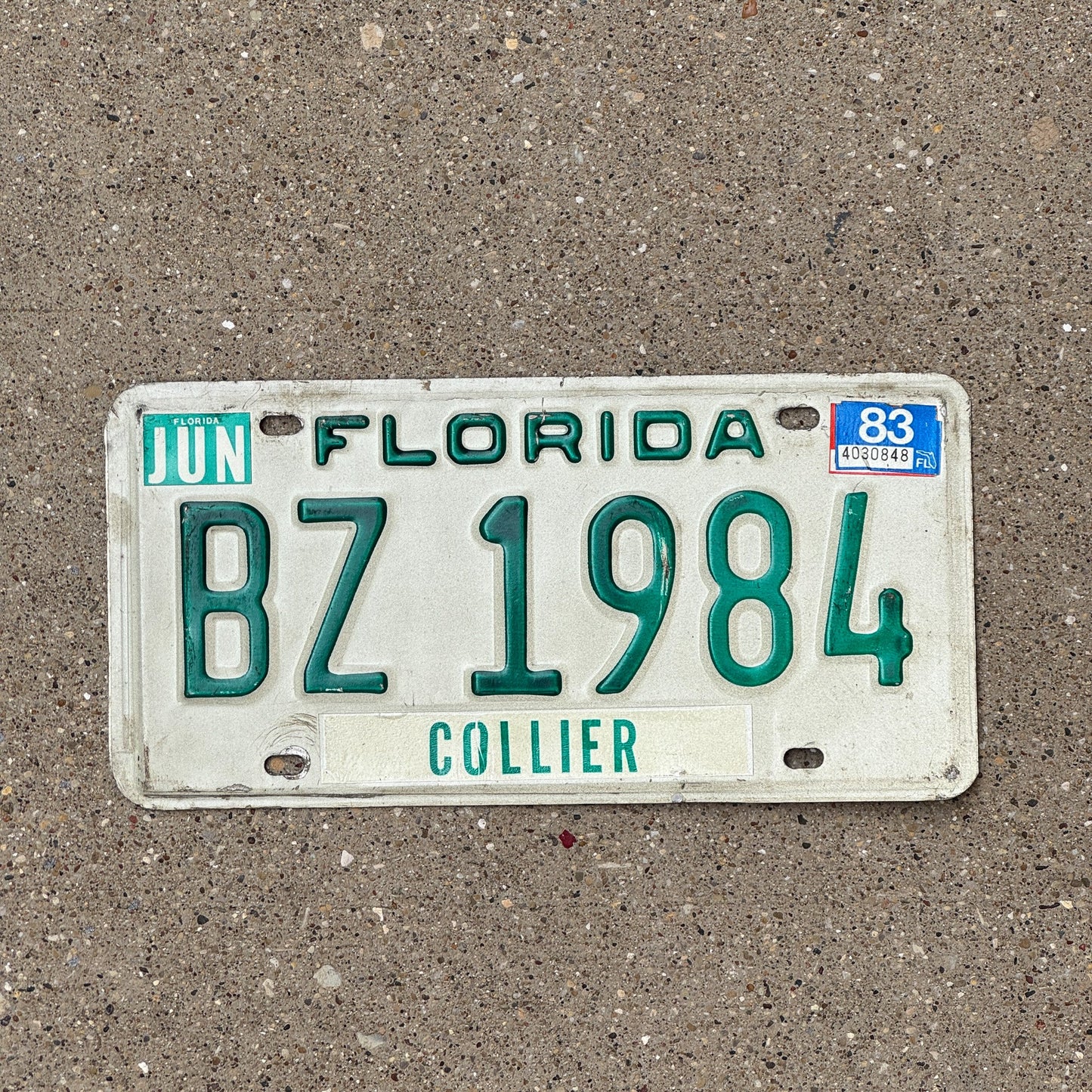 Photo of a 1979 1983 Florida License Plate Auto Tag Garage Decor Vintage Collier County BZ 1984