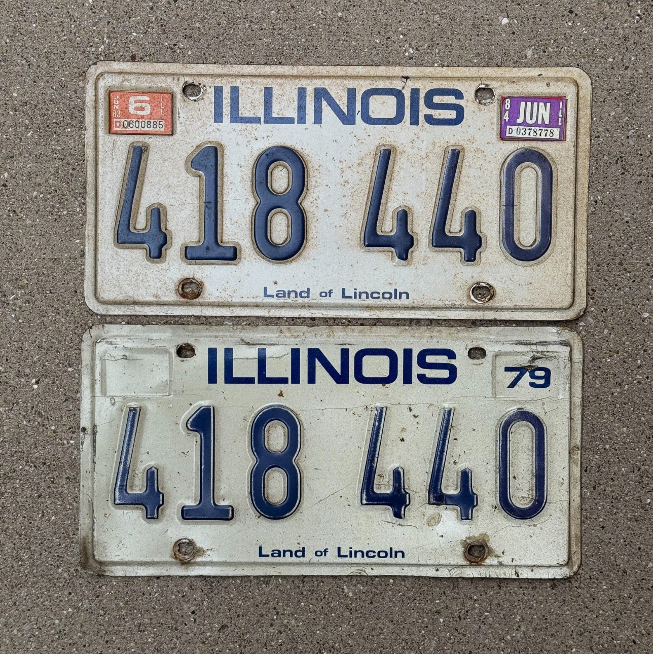 Photo of a 1979 1984 Illinois License Plate Pair Auto Tag Garage Decor Vintage 418440