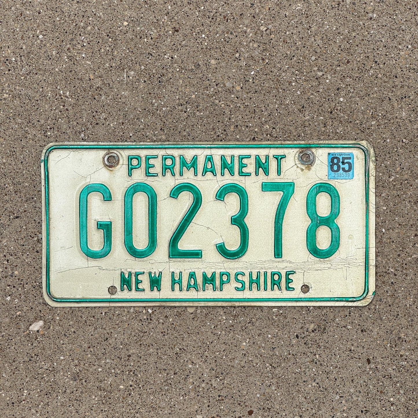 Photo of a 1979 1985 New Hampshire Permanent License Plate Auto Tag Garage Decor Vintage G 02378