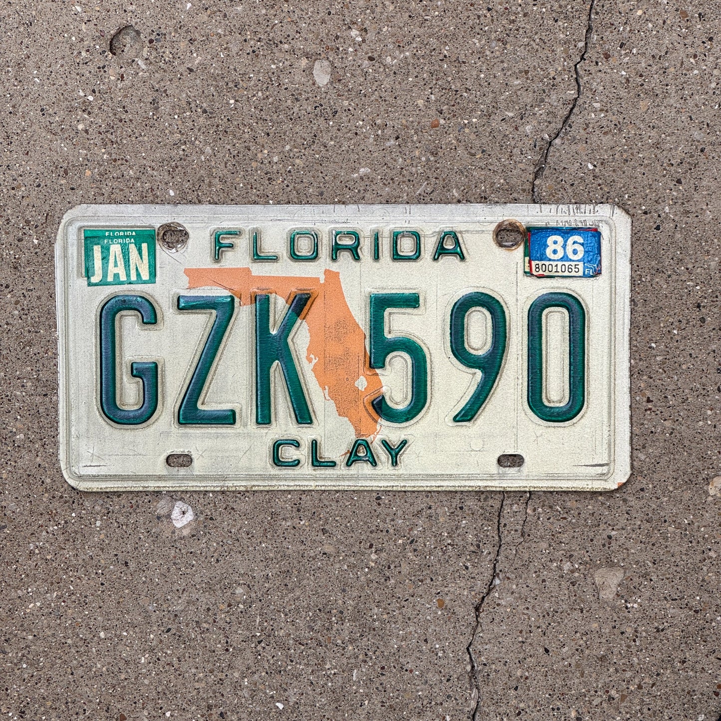 Photo of a 1979 1986 Florida License Plate Auto Tag Garage Decor Vintage Clay County GZK 590